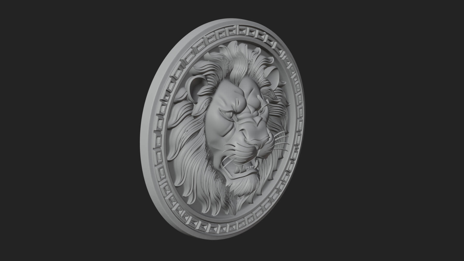 Lion Head Oval Relief Plaque Design 6 3D Print Model 3D Model