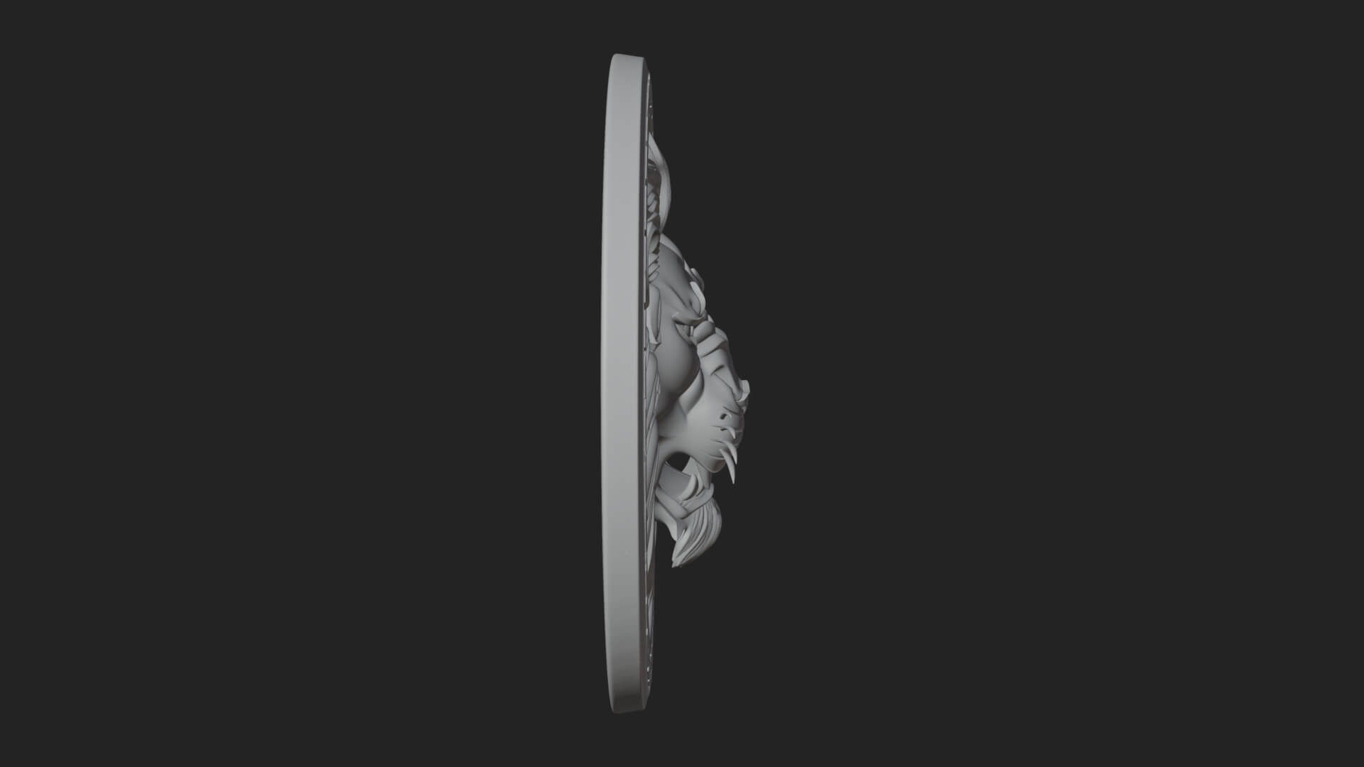 Lion Head Oval Relief Plaque Design 6 3D Print Model 3D Model