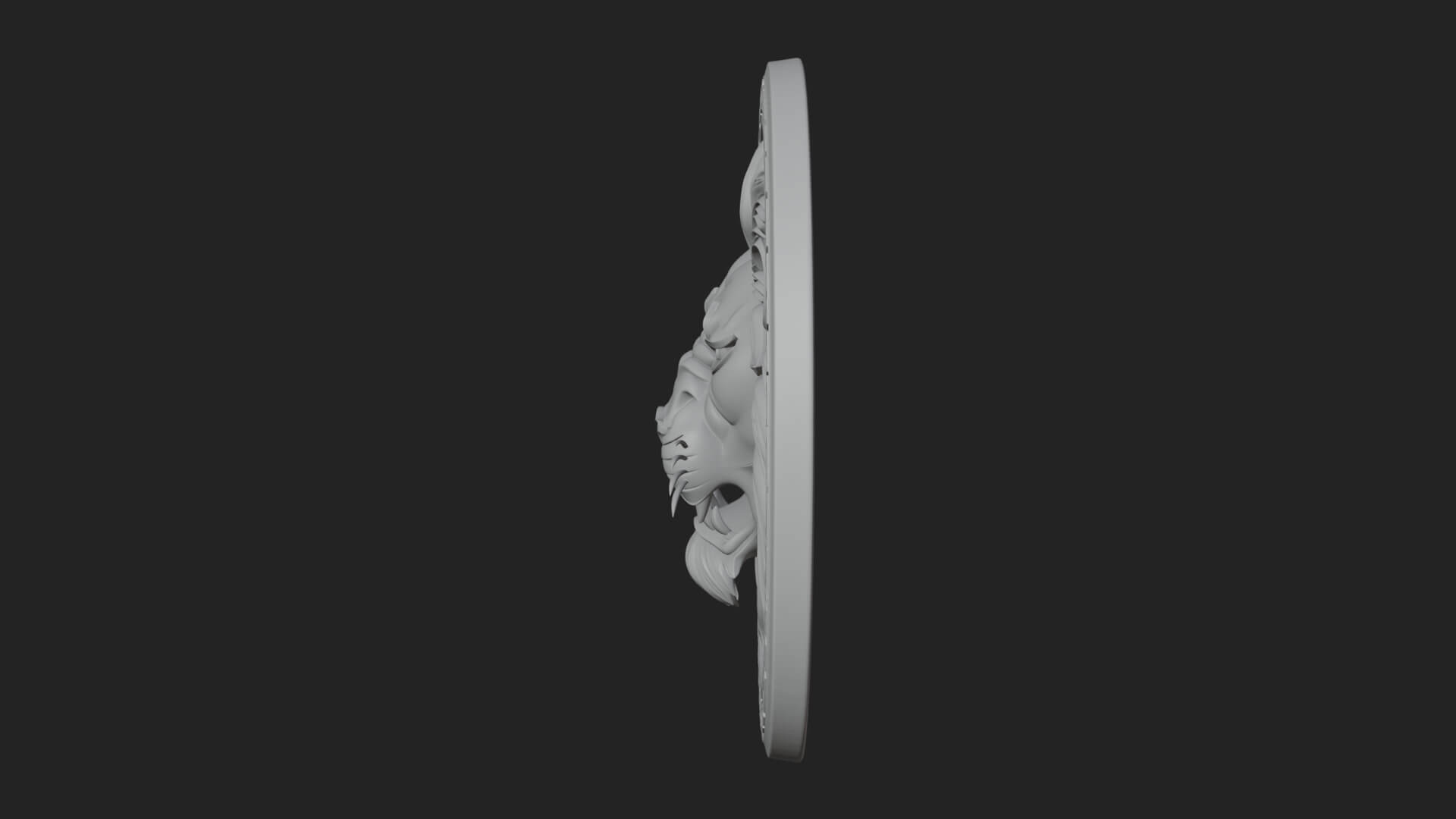 Lion Head Oval Relief Plaque Design 6 3D Print Model 3D Model