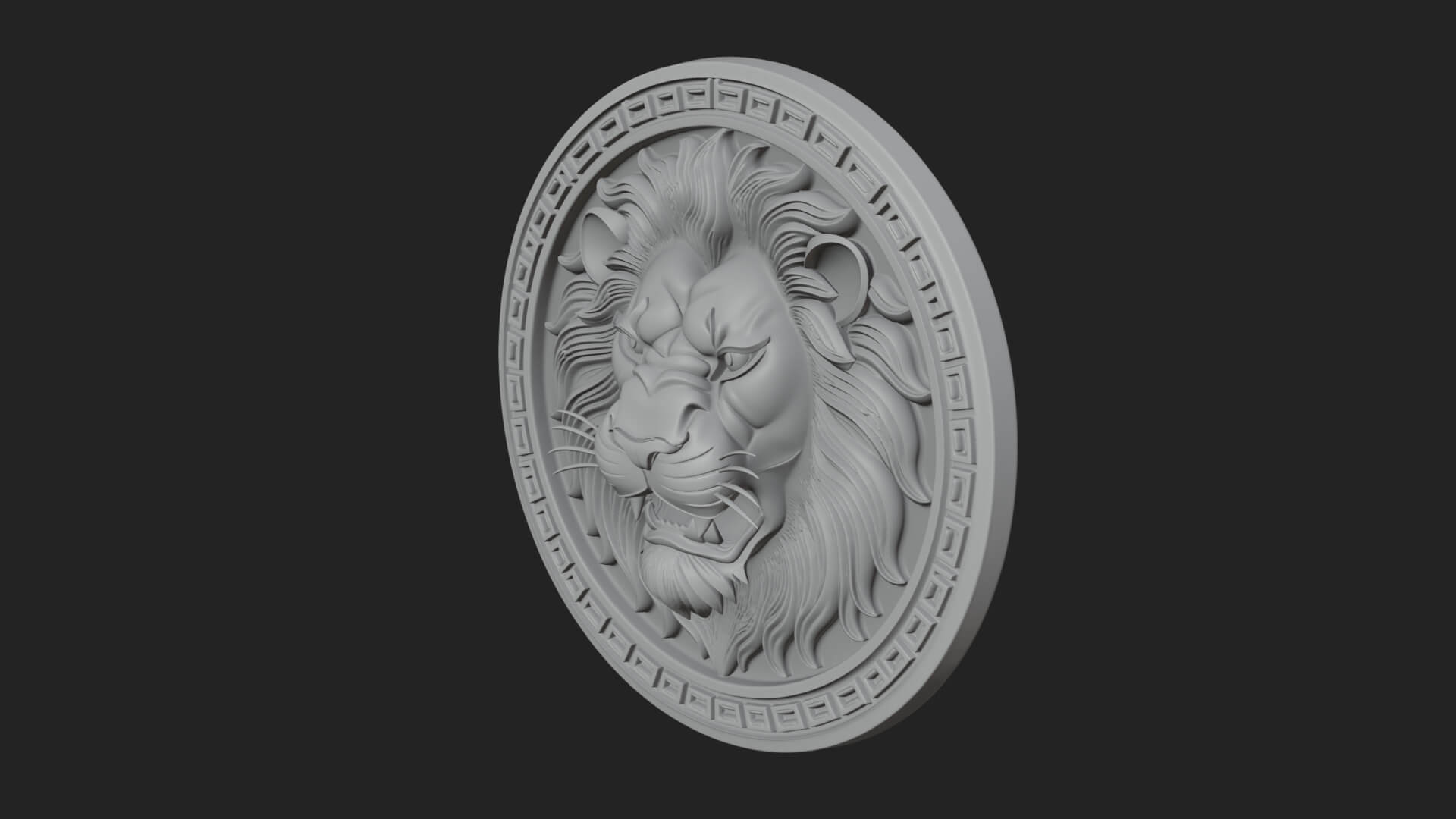 Lion Head Oval Relief Plaque Design 6 3D Print Model 3D Model
