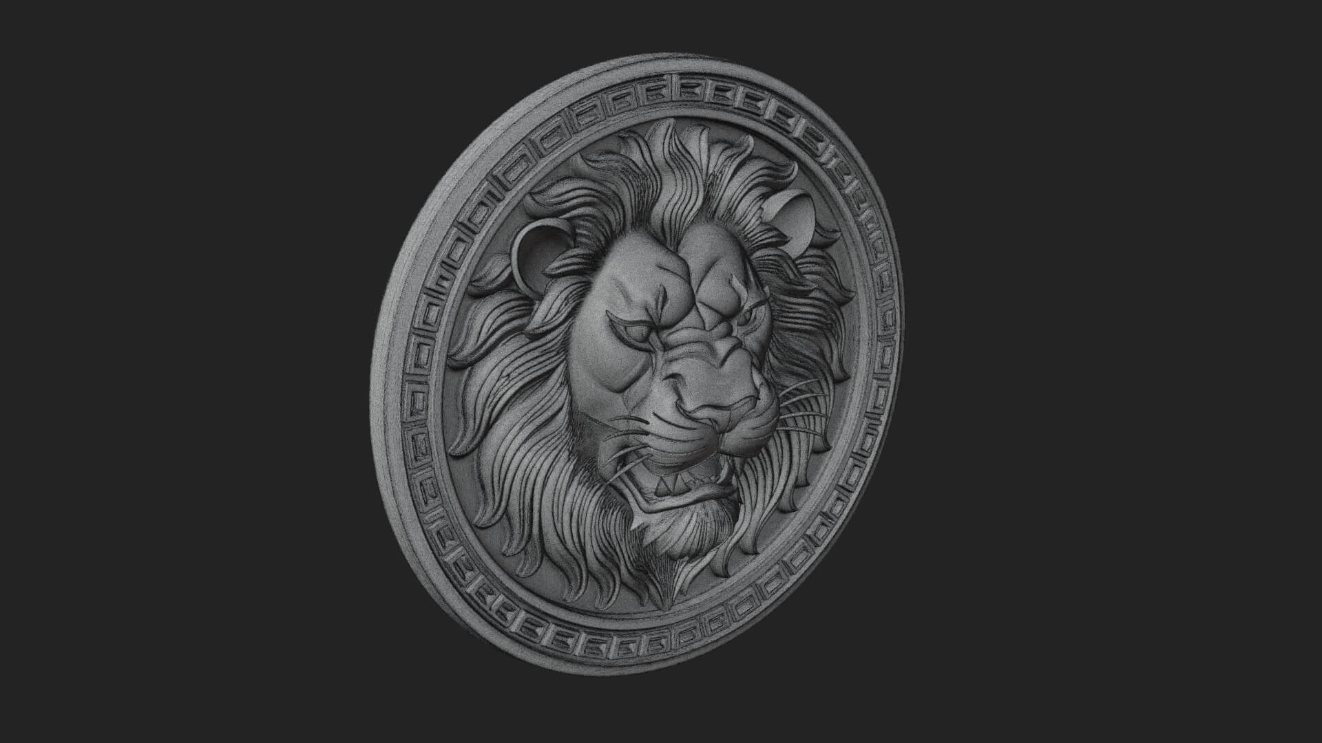 Lion Head Oval Relief Plaque Design 6 3D Print Model 3D Model