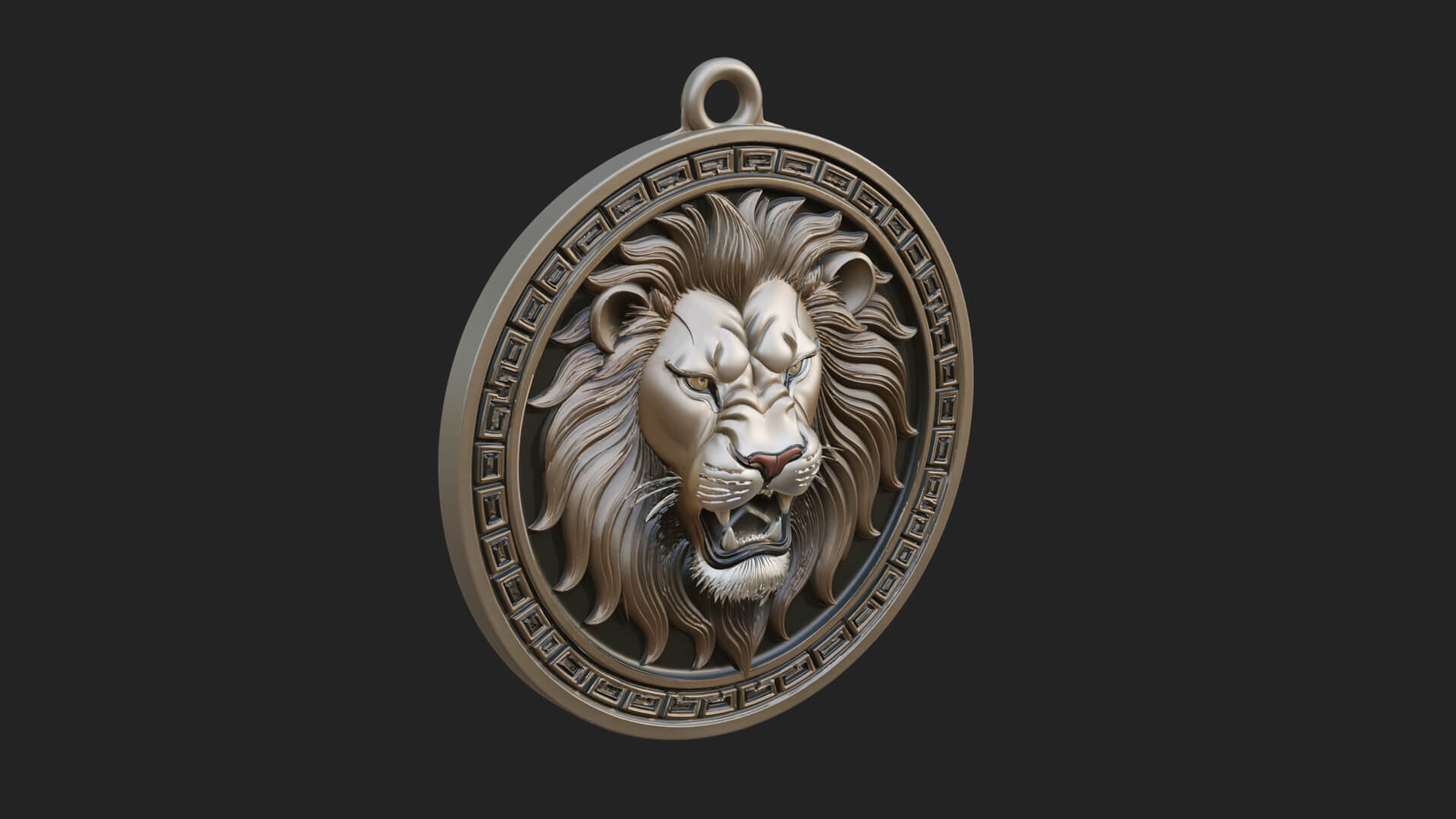 Lion Head Oval Relief Plaque Design 7 3D Print Model 3D Model