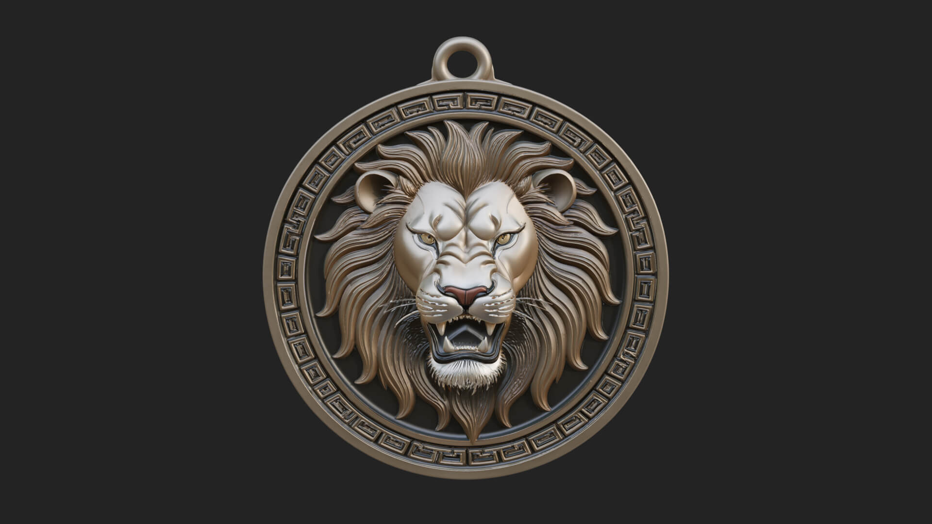 Lion Head Oval Relief Plaque Design 7 3D Print Model 3D Model
