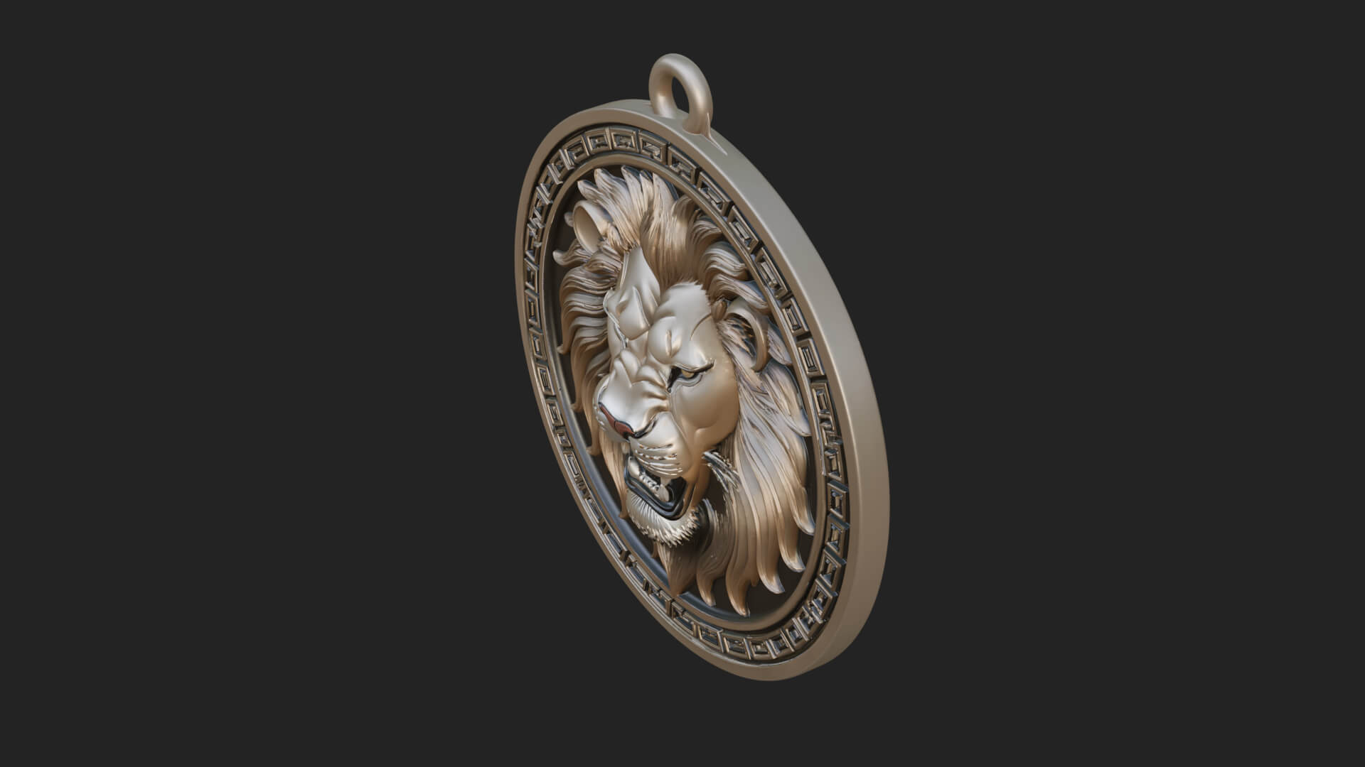 Lion Head Oval Relief Plaque Design 7 3D Print Model 3D Model