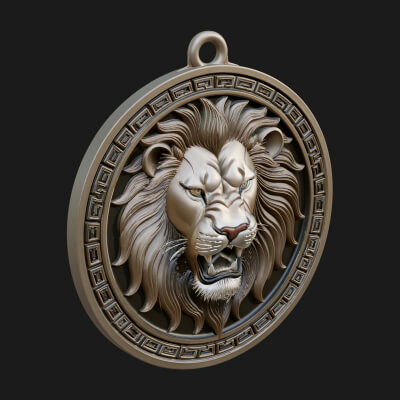 Lion Head Oval Relief Plaque Design 7 3D Print Model