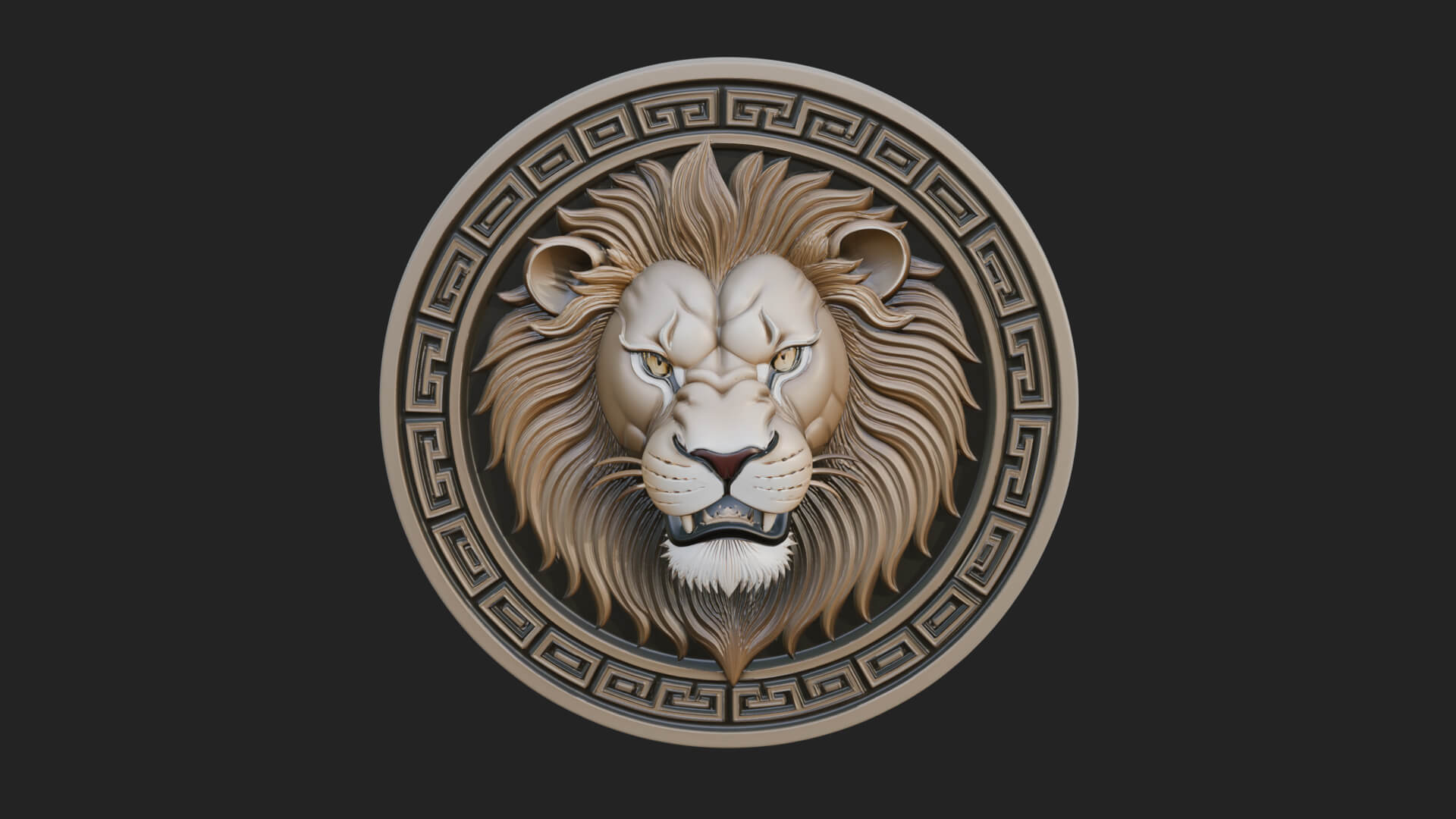 Lion Head Oval Relief Plaque Design 8 3D Print Model 3D Model