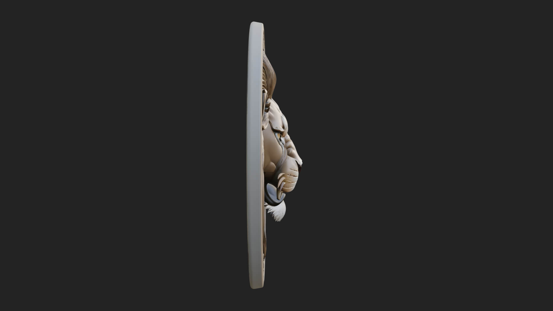 Lion Head Oval Relief Plaque Design 8 3D Print Model 3D Model