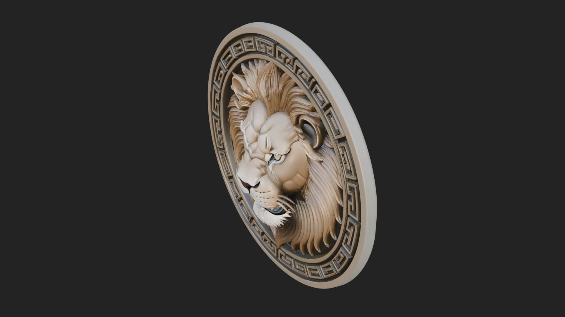 Lion Head Oval Relief Plaque Design 8 3D Print Model 3D Model