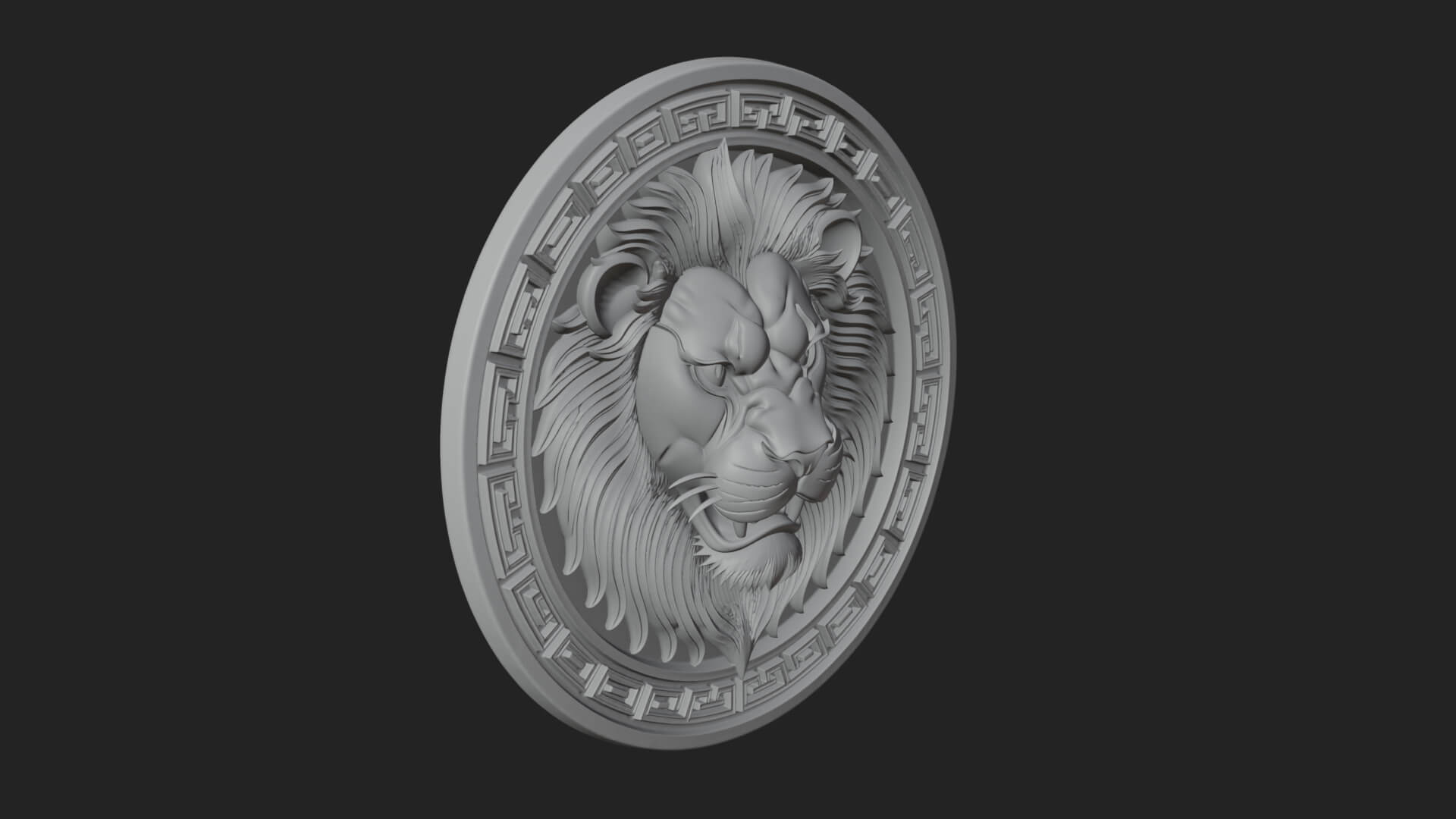 Lion Head Oval Relief Plaque Design 8 3D Print Model 3D Model
