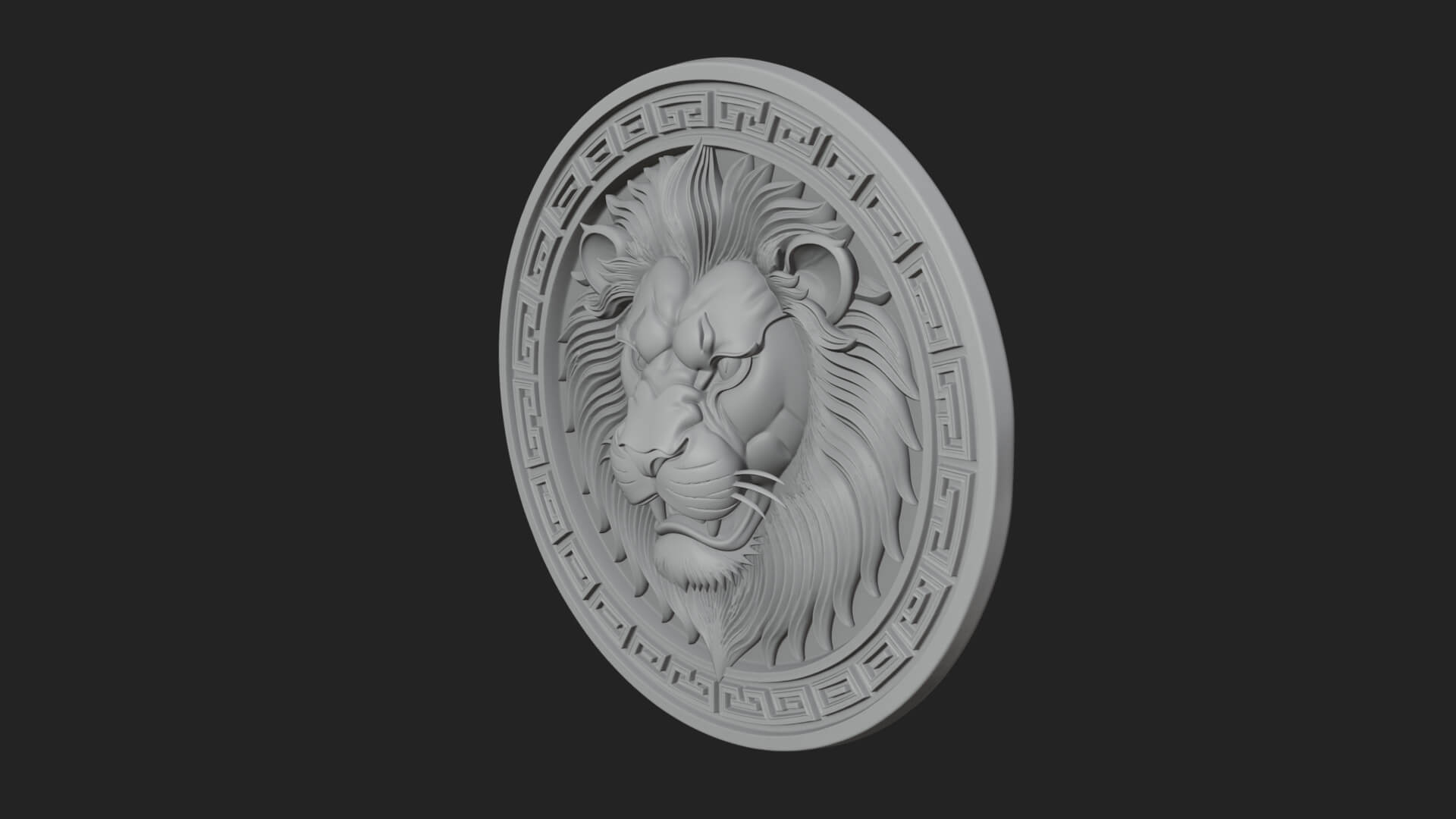 Lion Head Oval Relief Plaque Design 8 3D Print Model 3D Model