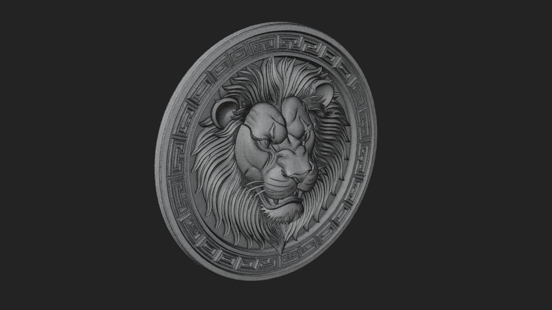 Lion Head Oval Relief Plaque Design 8 3D Print Model 3D Model