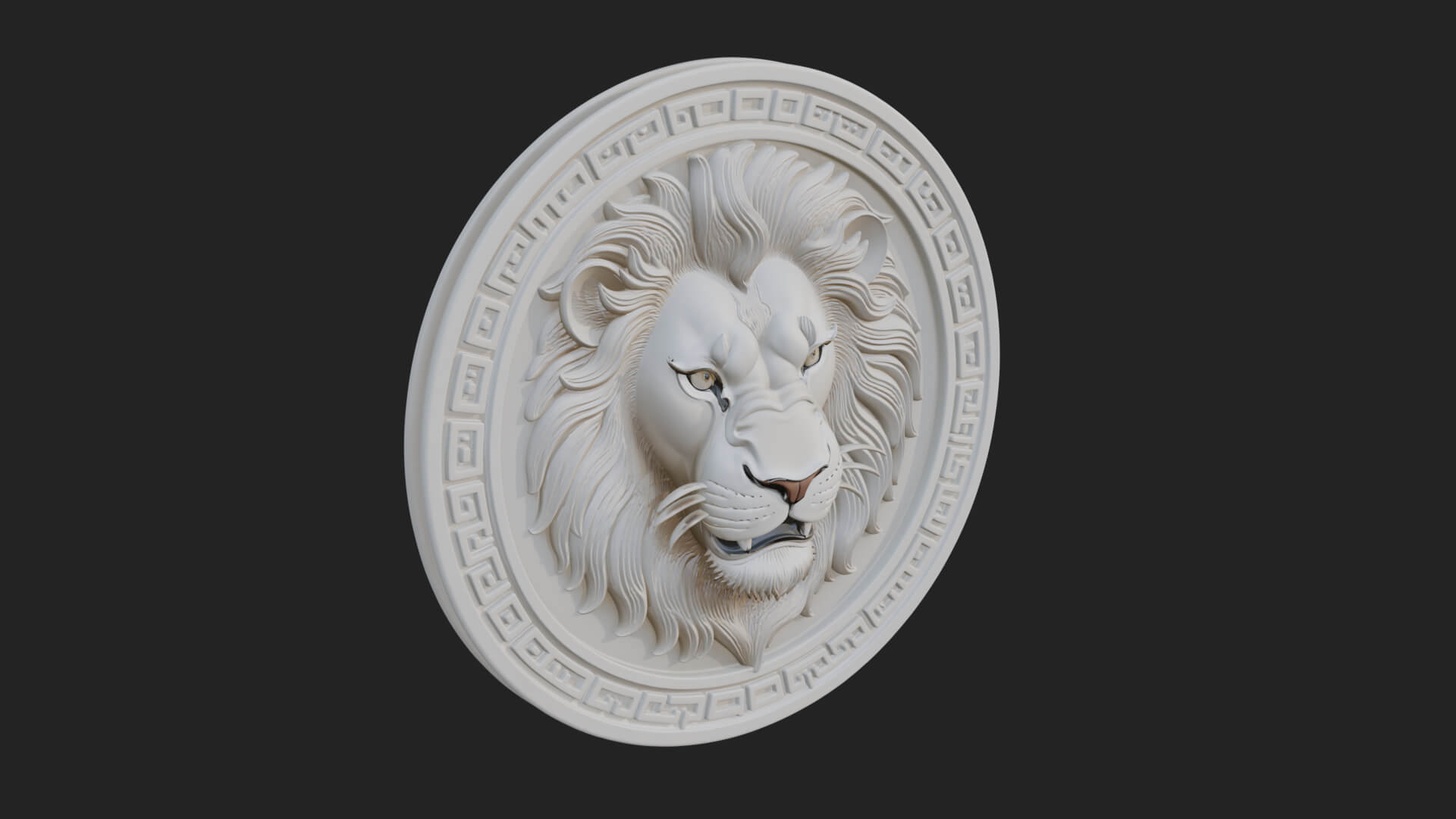 Lion Head Oval Relief Plaque Design 9 3D Print Model 3D Model