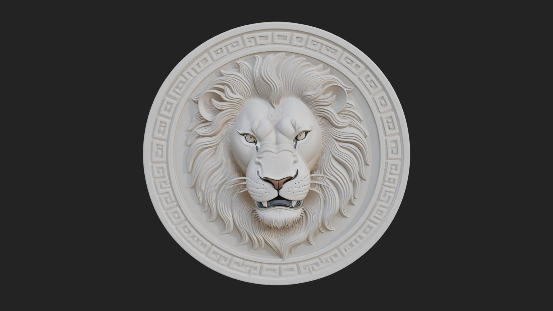 Lion Head Oval Relief Plaque Design 9 3D Print Model 3D Model