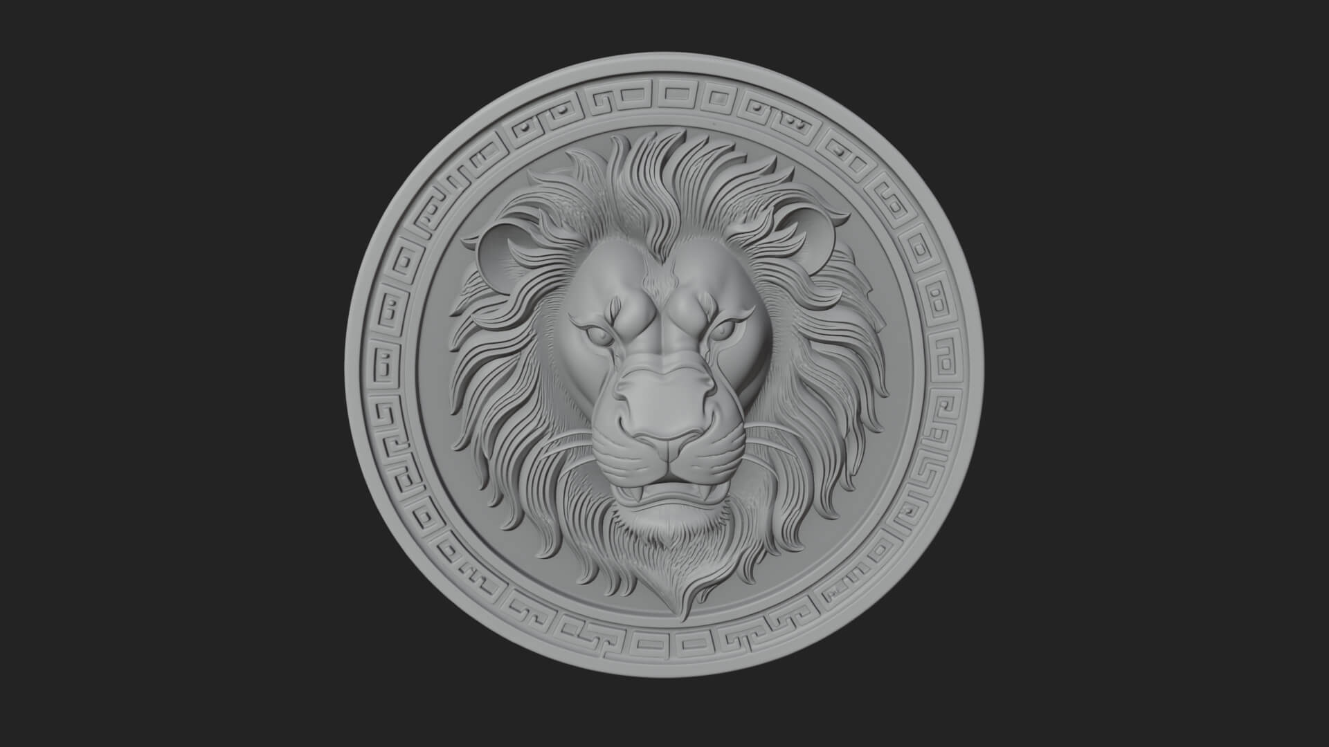 Lion Head Oval Relief Plaque Design 9 3D Print Model 3D Model