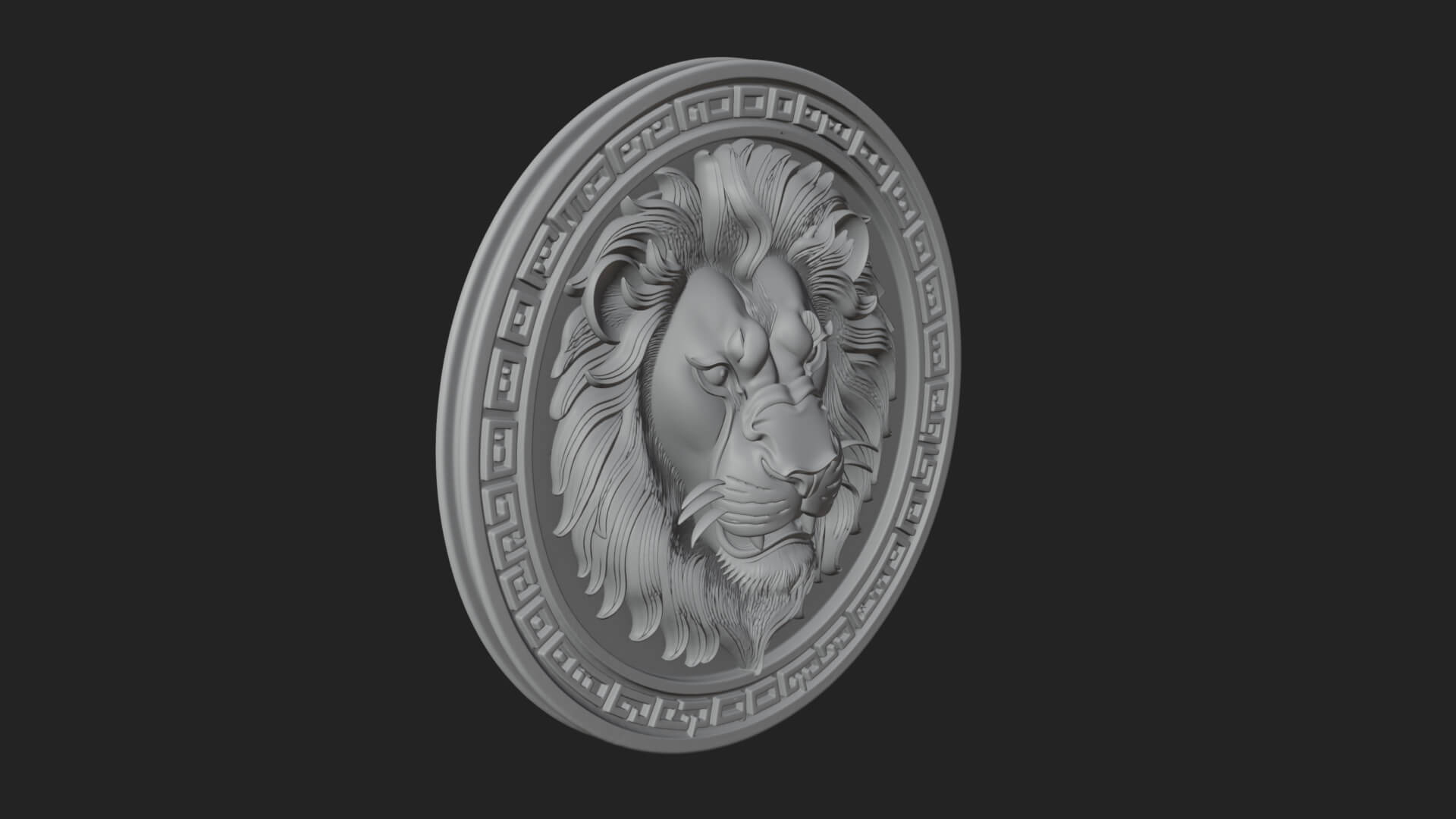 Lion Head Oval Relief Plaque Design 9 3D Print Model 3D Model