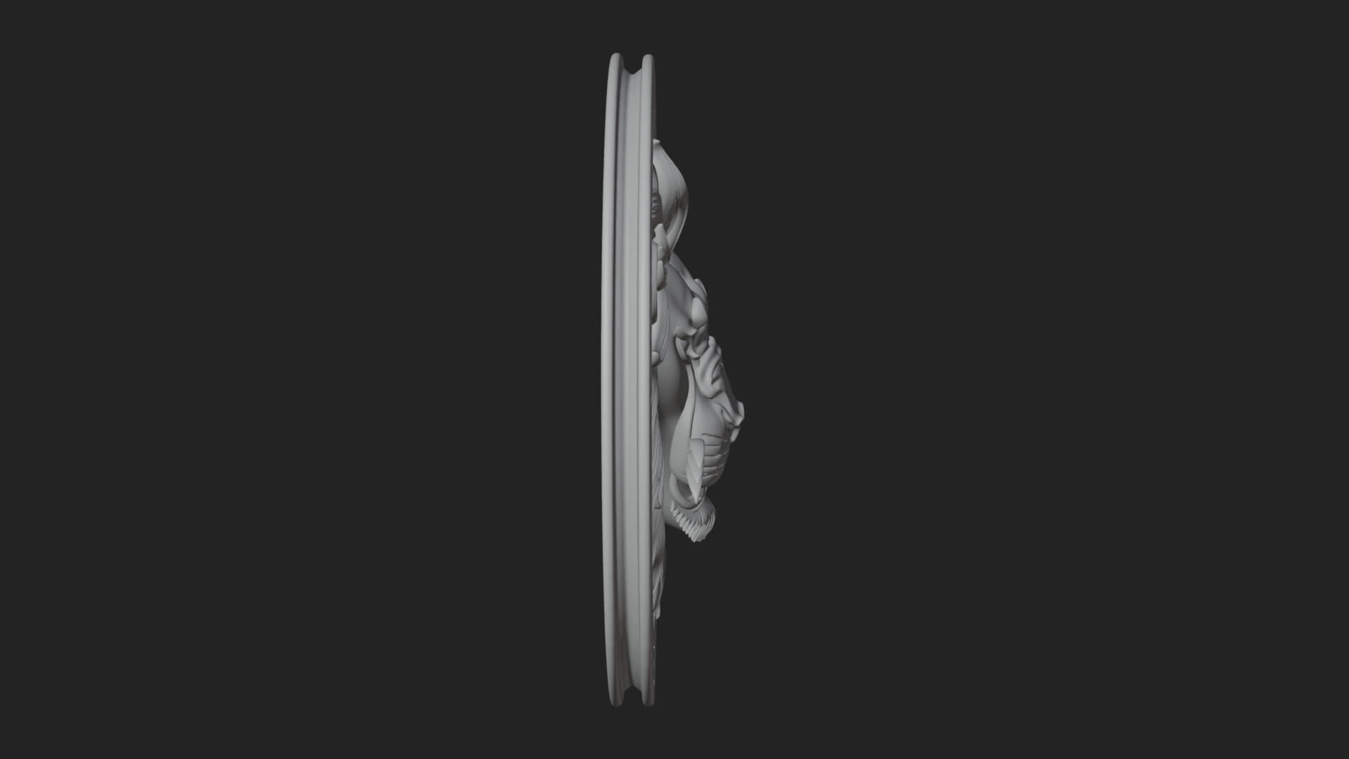 Lion Head Oval Relief Plaque Design 9 3D Print Model 3D Model