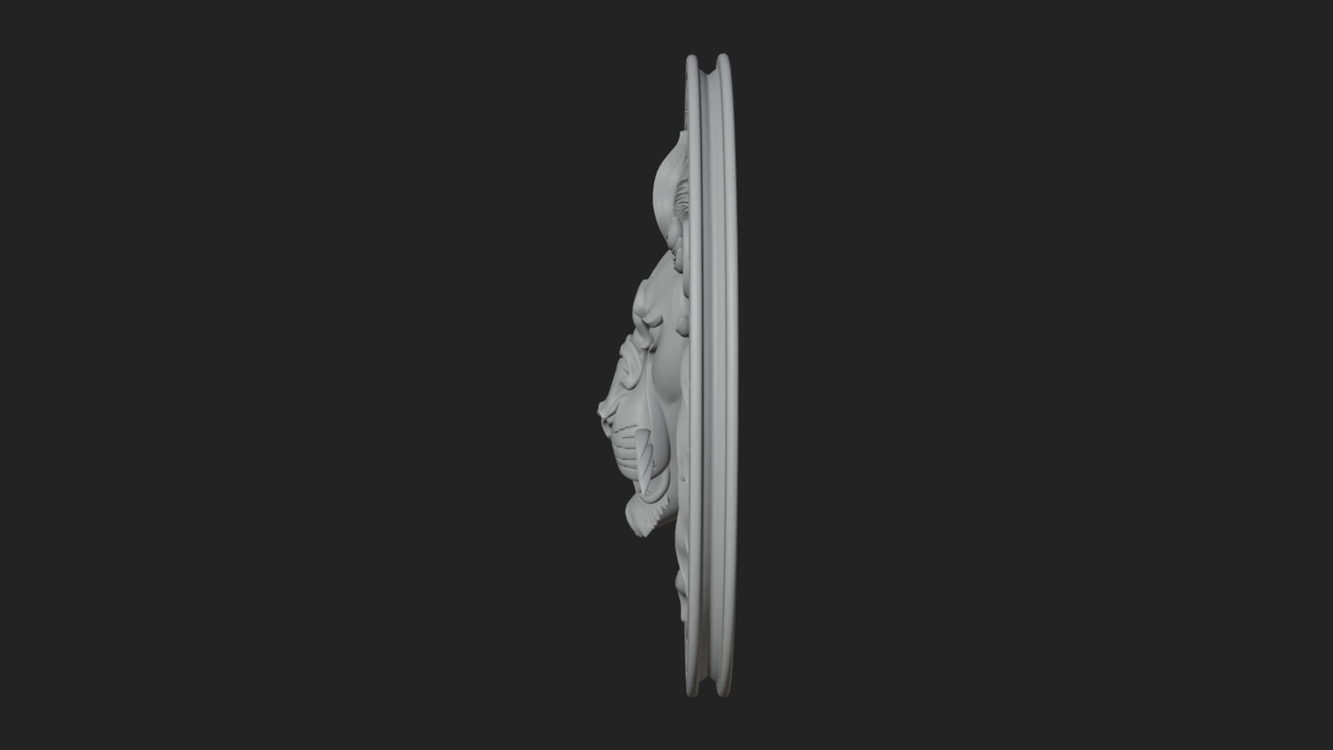 Lion Head Oval Relief Plaque Design 9 3D Print Model 3D Model