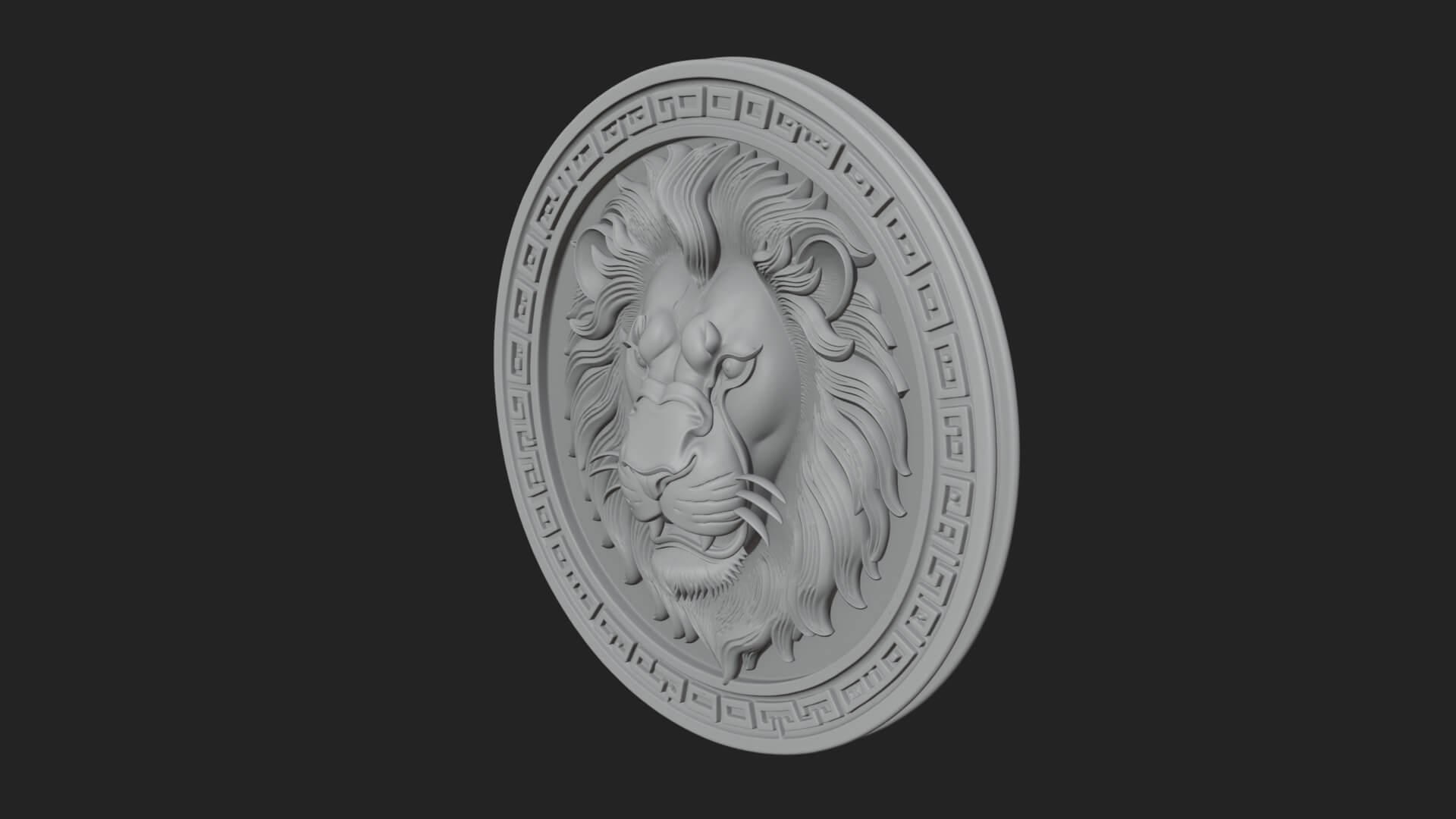 Lion Head Oval Relief Plaque Design 9 3D Print Model 3D Model