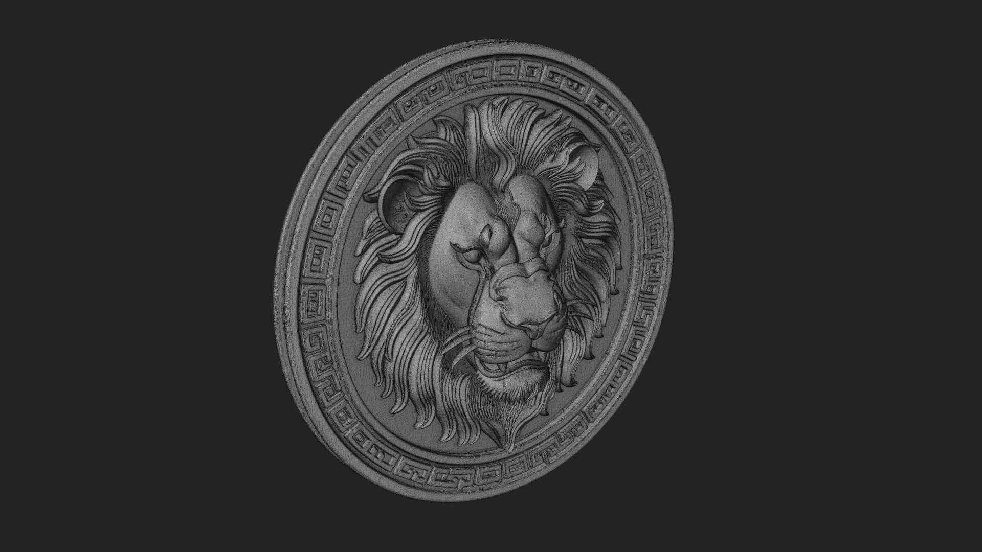 Lion Head Oval Relief Plaque Design 9 3D Print Model 3D Model