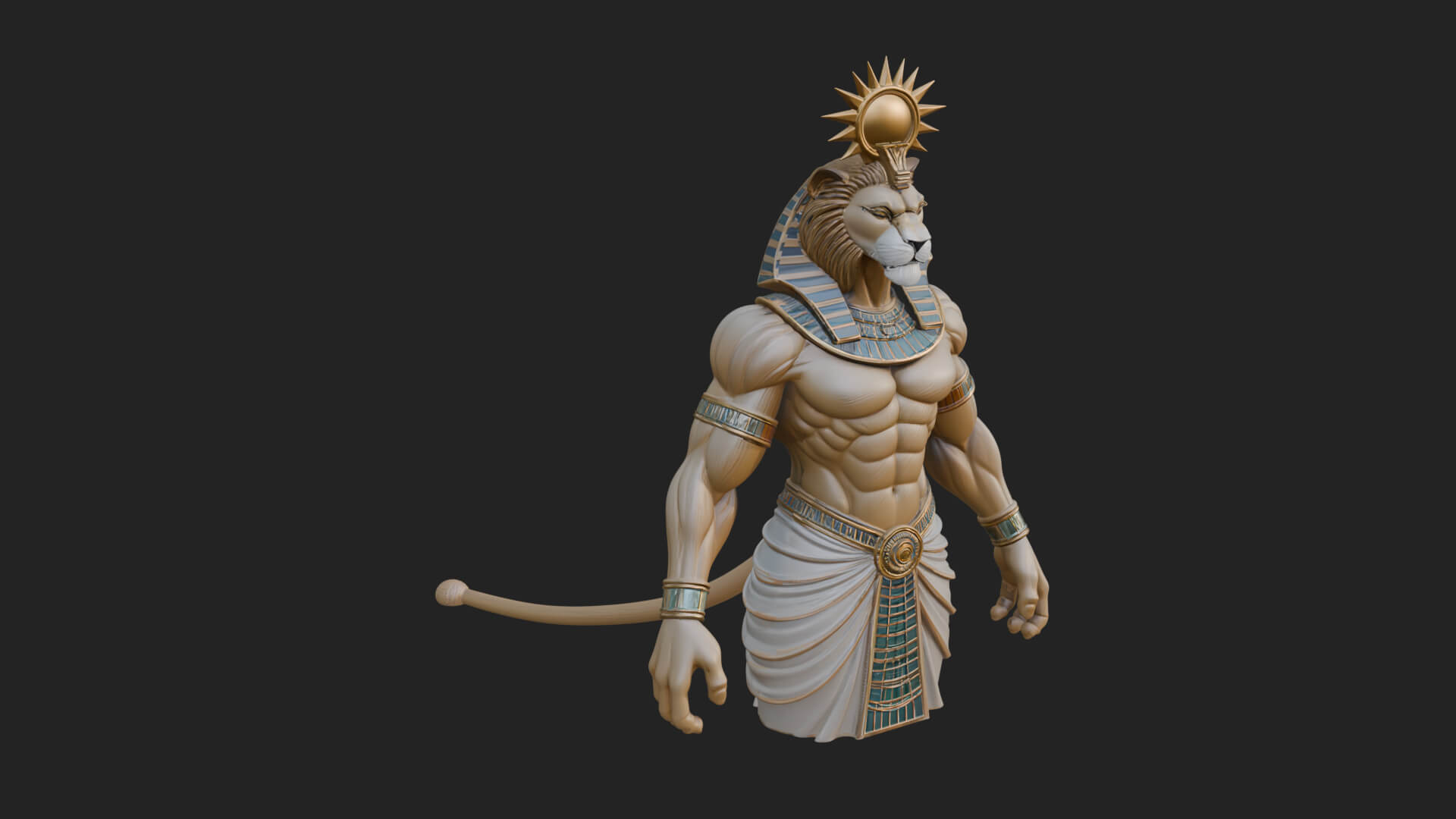 Lion-Headed Egyptian God Statue Design 1 3D Print Model 3D Model
