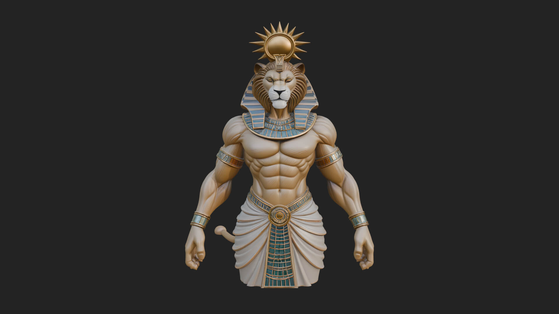 Lion-Headed Egyptian God Statue Design 1 3D Print Model 3D Model