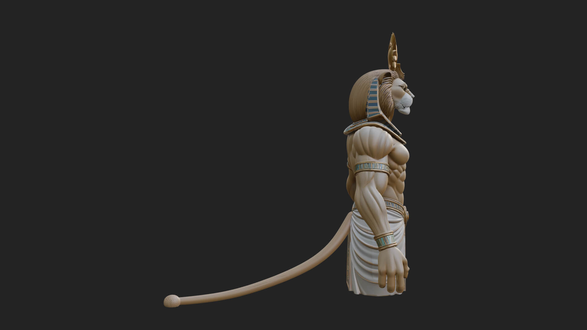 Lion-Headed Egyptian God Statue Design 1 3D Print Model 3D Model