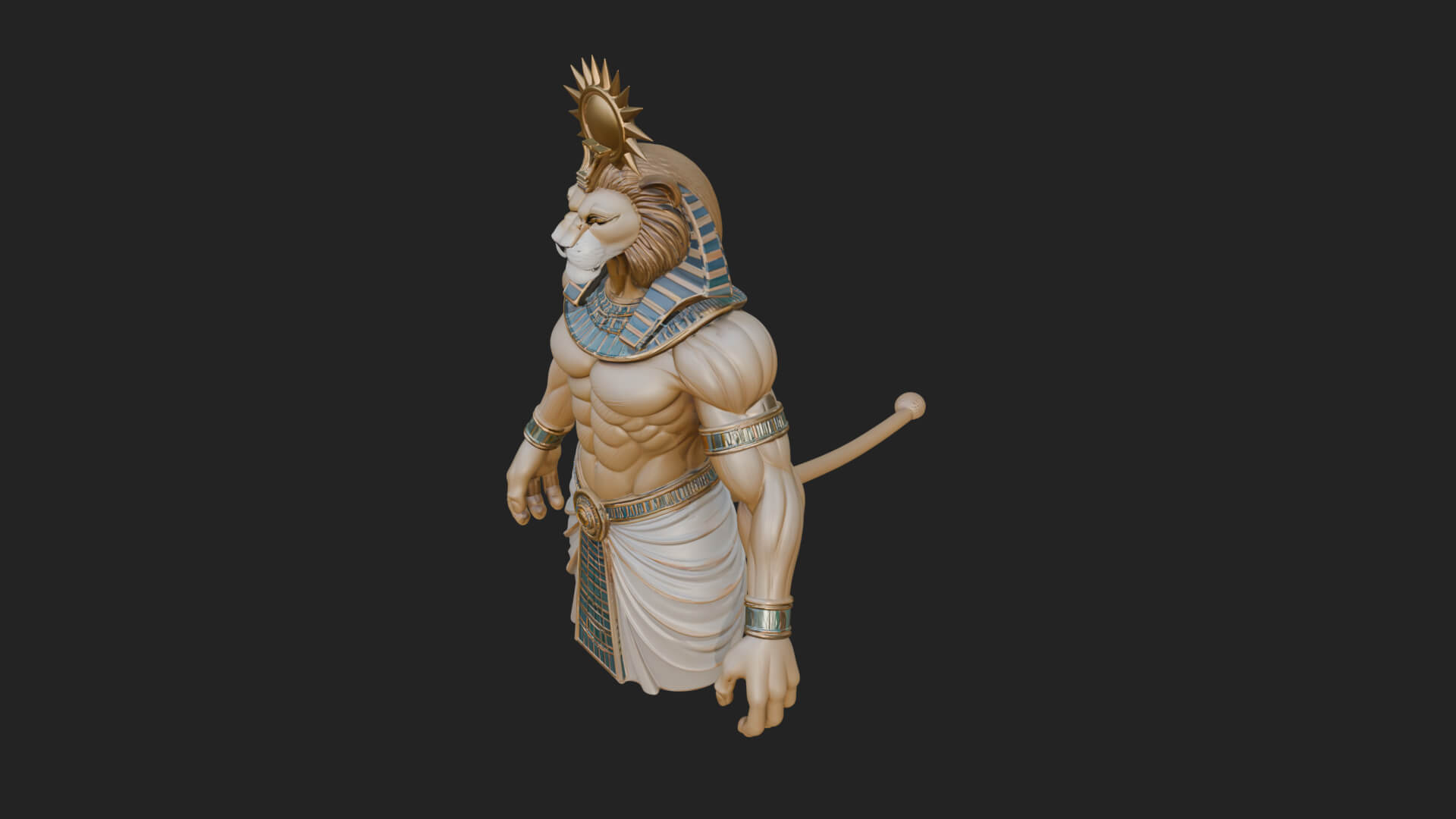Lion-Headed Egyptian God Statue Design 1 3D Print Model 3D Model