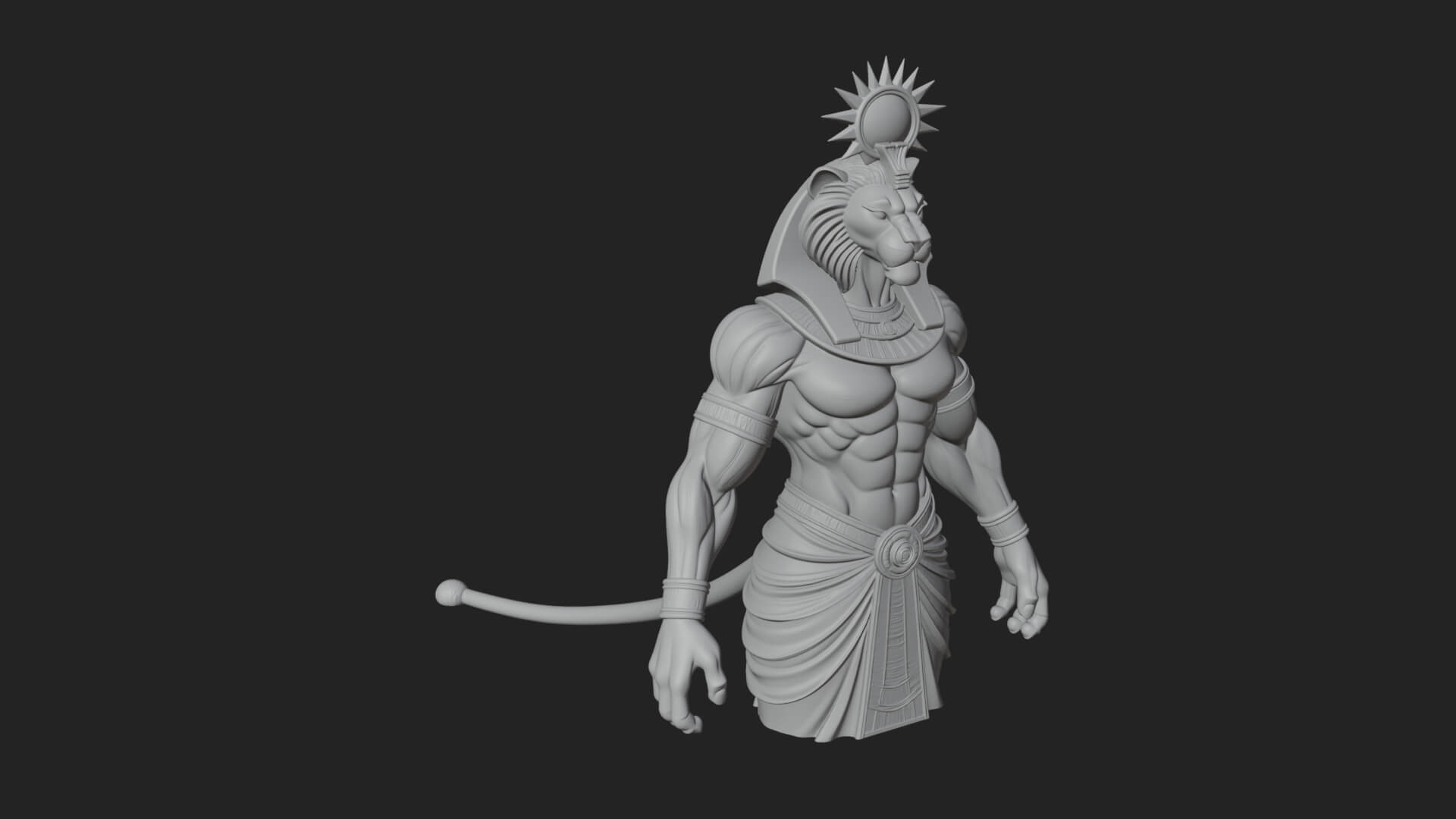 Lion-Headed Egyptian God Statue Design 1 3D Print Model 3D Model