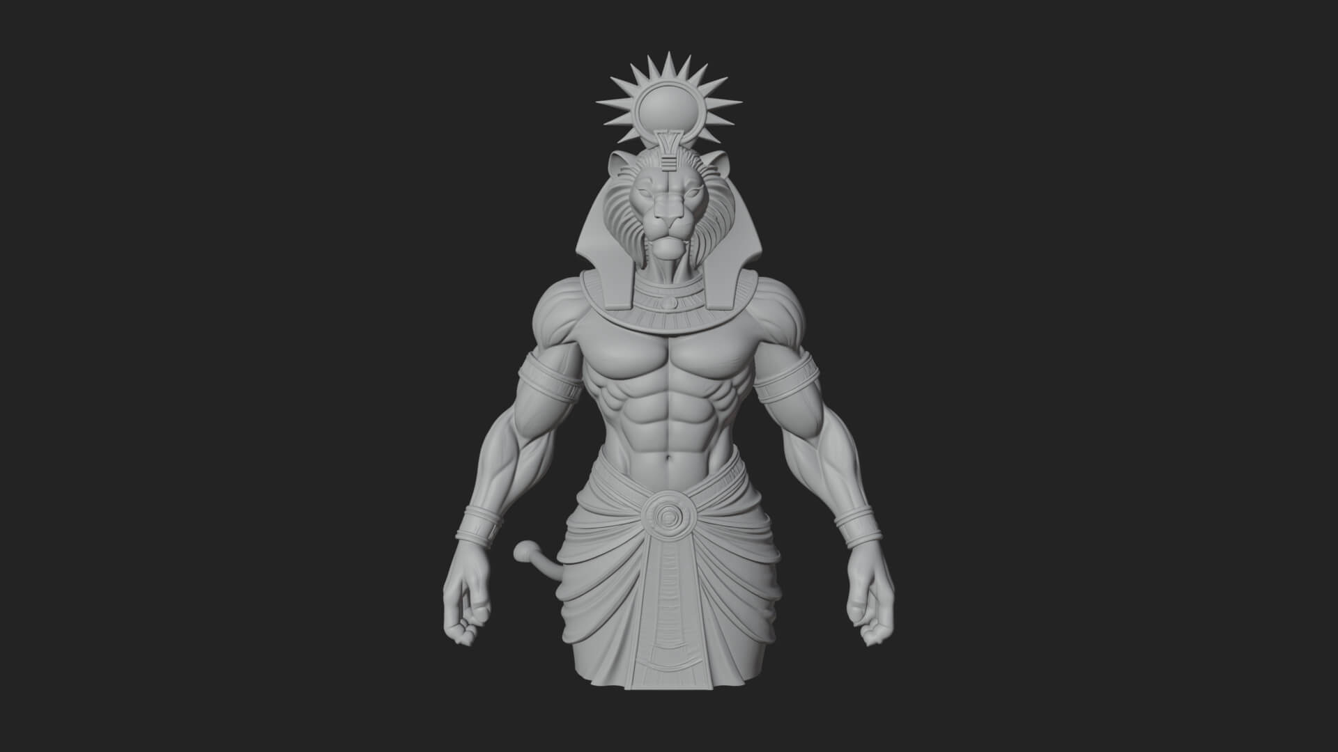 Lion-Headed Egyptian God Statue Design 1 3D Print Model 3D Model