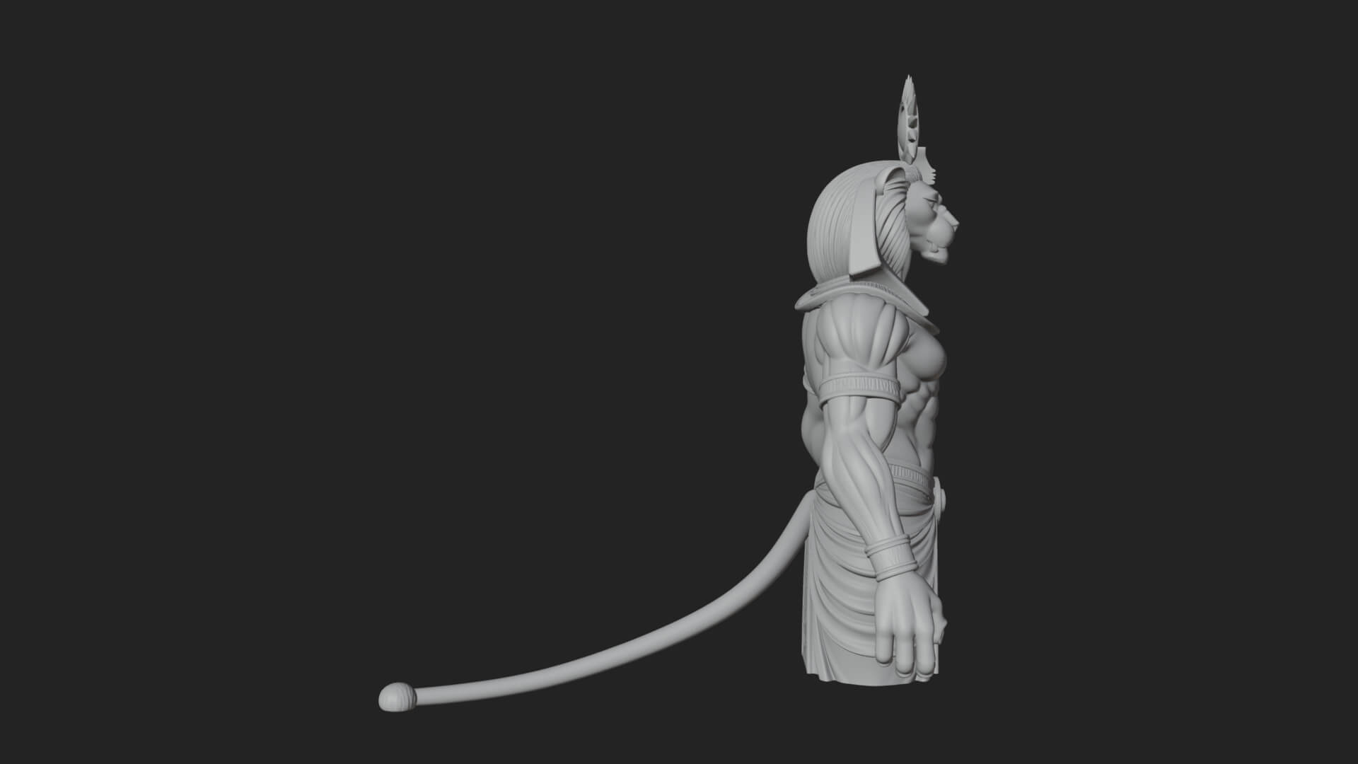Lion-Headed Egyptian God Statue Design 1 3D Print Model 3D Model