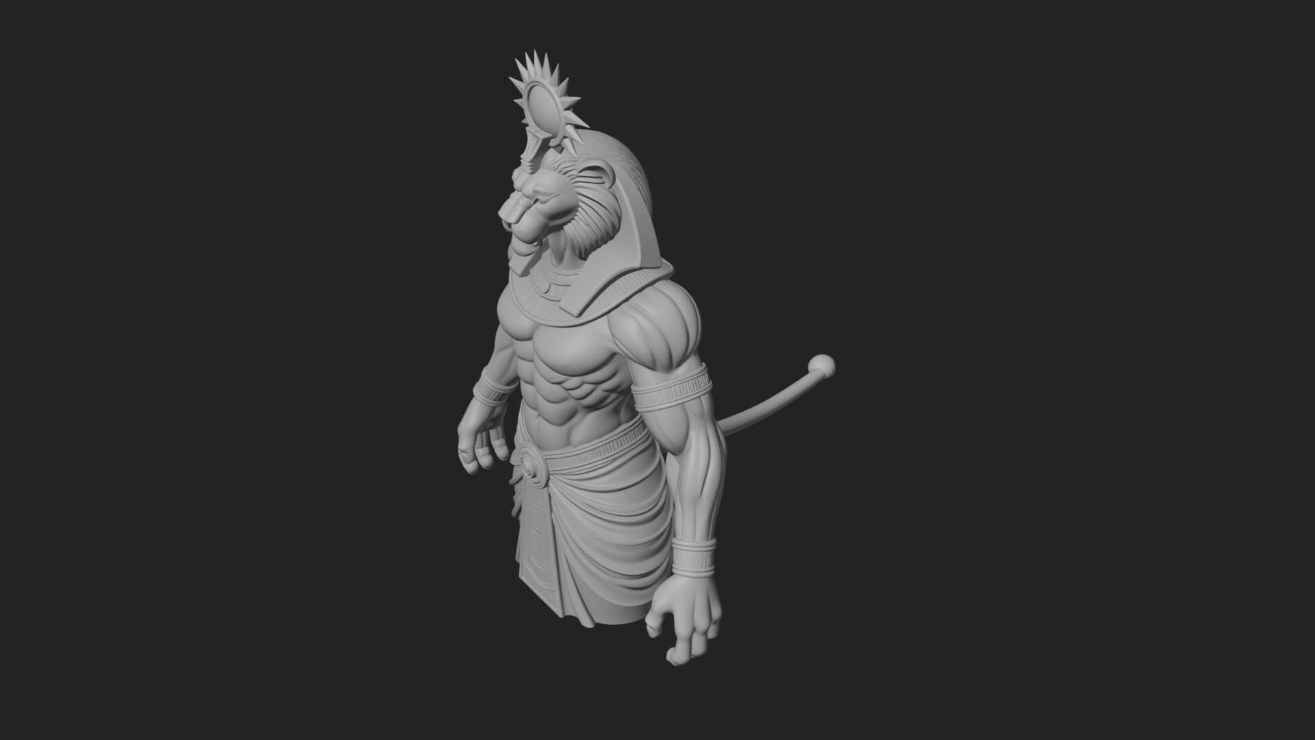 Lion-Headed Egyptian God Statue Design 1 3D Print Model 3D Model