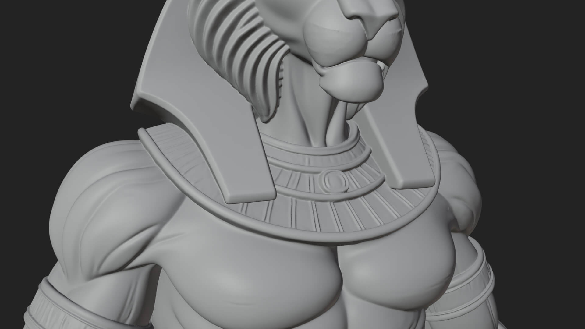 Lion-Headed Egyptian God Statue Design 1 3D Print Model 3D Model