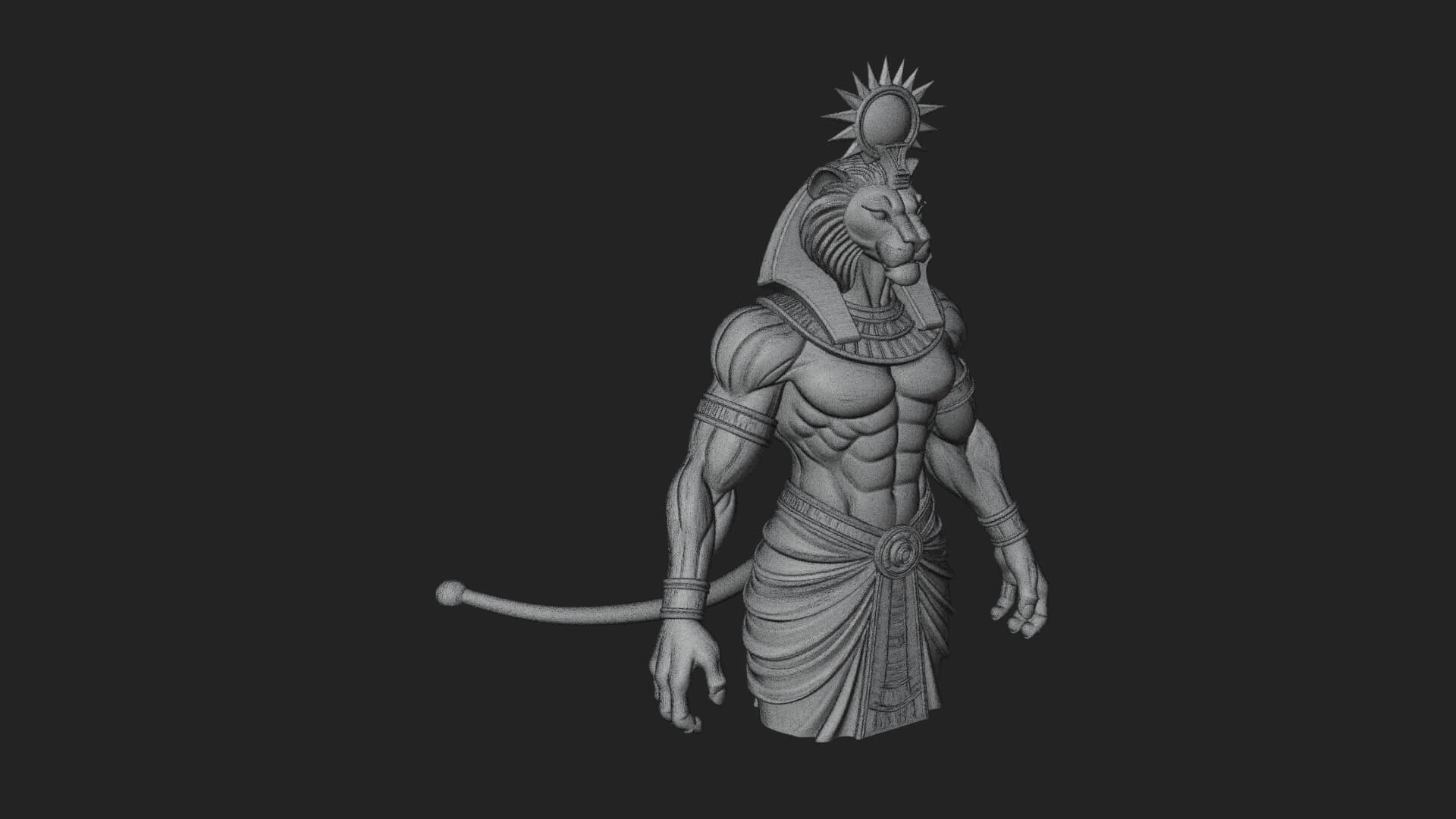 Lion-Headed Egyptian God Statue Design 1 3D Print Model 3D Model