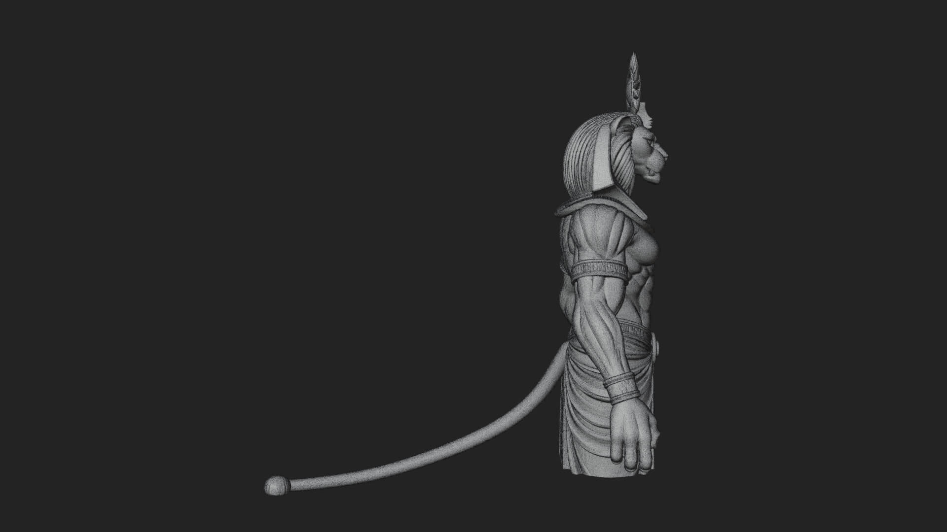 Lion-Headed Egyptian God Statue Design 1 3D Print Model 3D Model