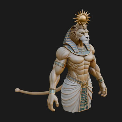 Lion-Headed Egyptian God Statue Design 1 3D Print Model