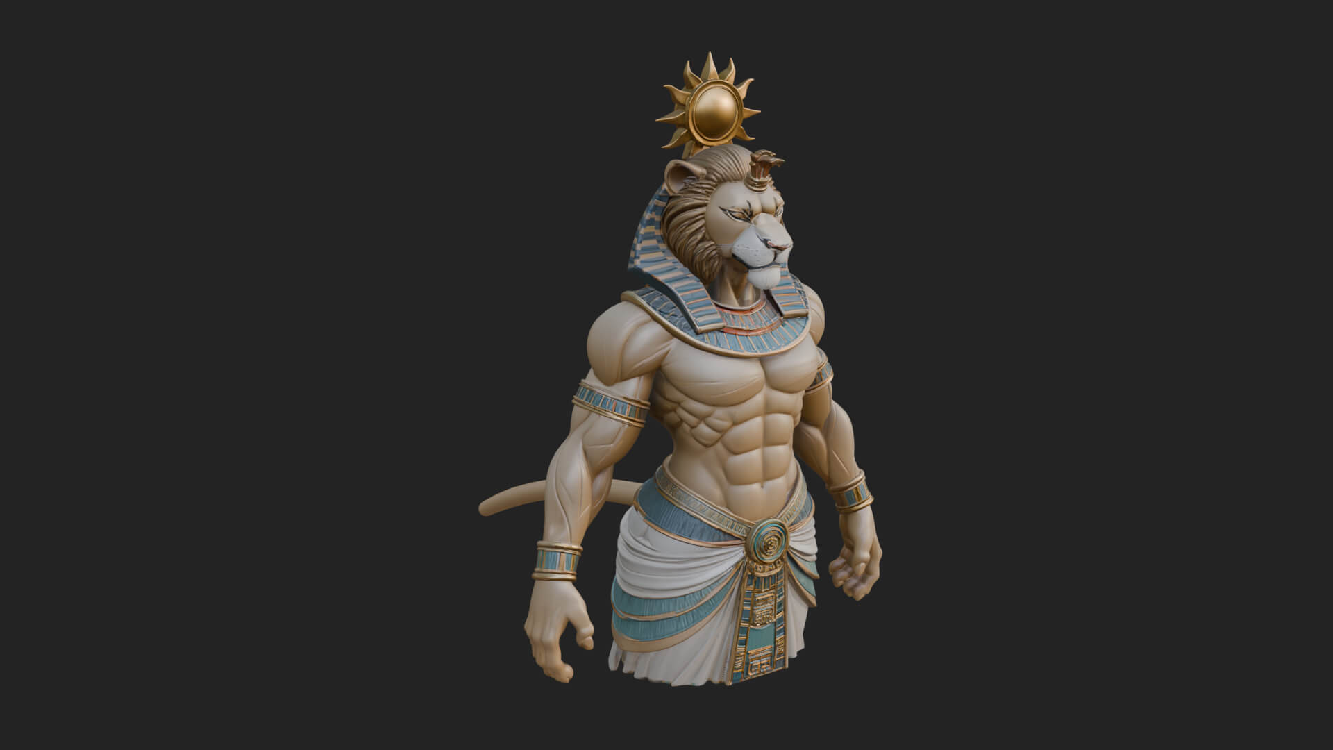 Lion Headed Egyptian God Statue Design 2 3D Print Model 3D Model