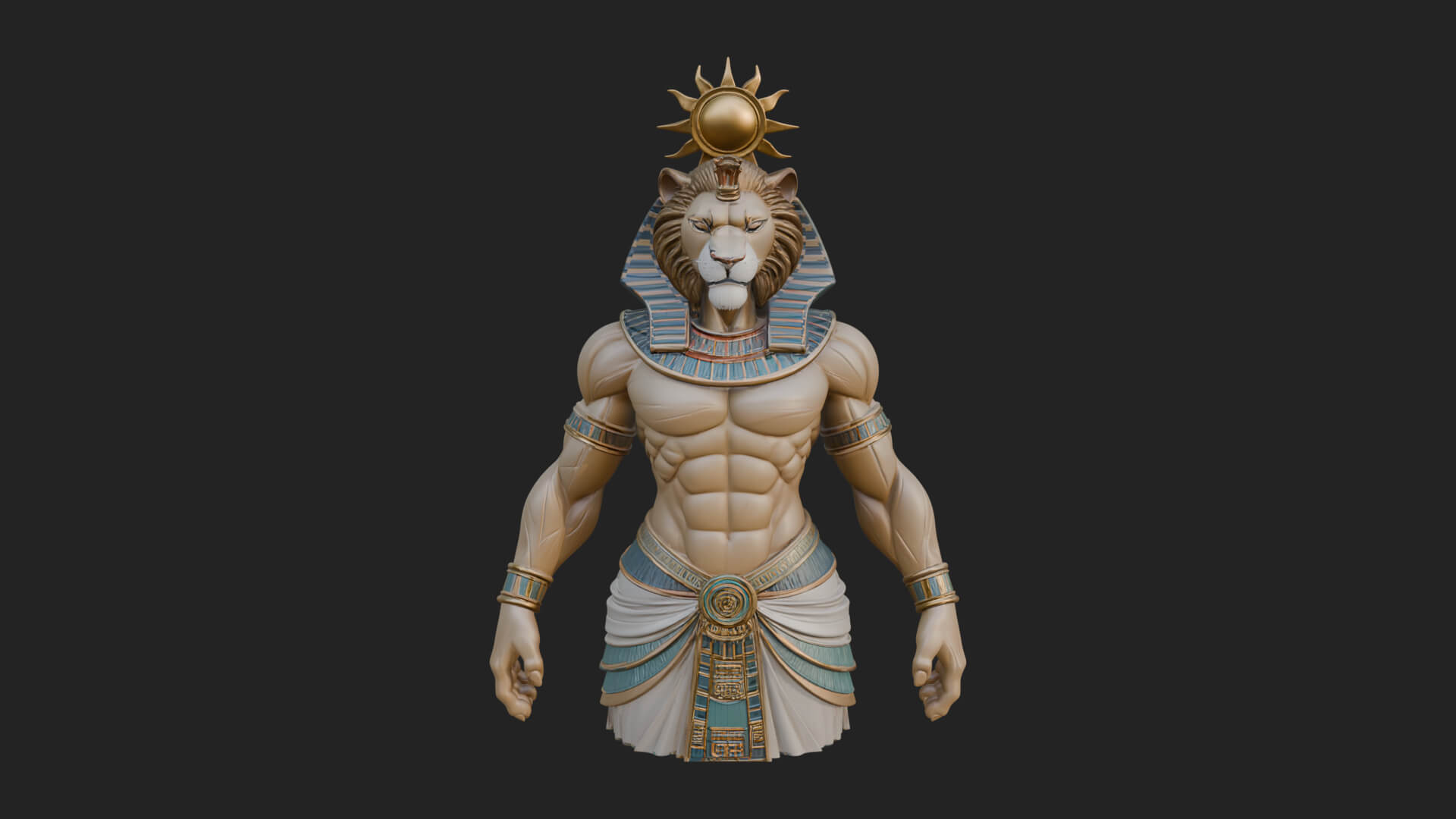 Lion Headed Egyptian God Statue Design 2 3D Print Model 3D Model