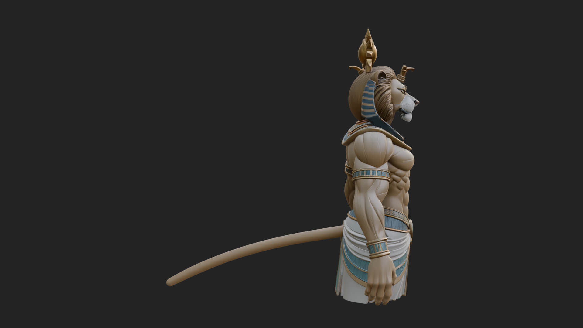 Lion Headed Egyptian God Statue Design 2 3D Print Model 3D Model