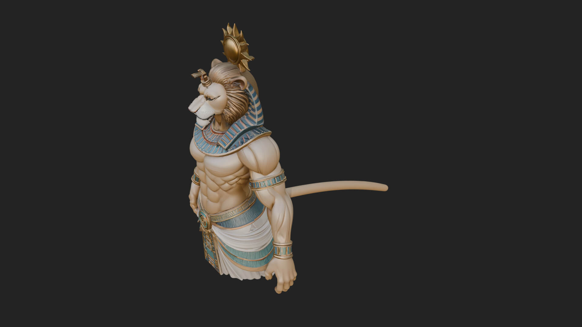 Lion Headed Egyptian God Statue Design 2 3D Print Model 3D Model