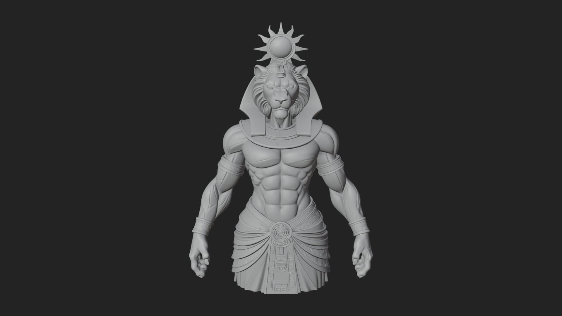 Lion Headed Egyptian God Statue Design 2 3D Print Model 3D Model