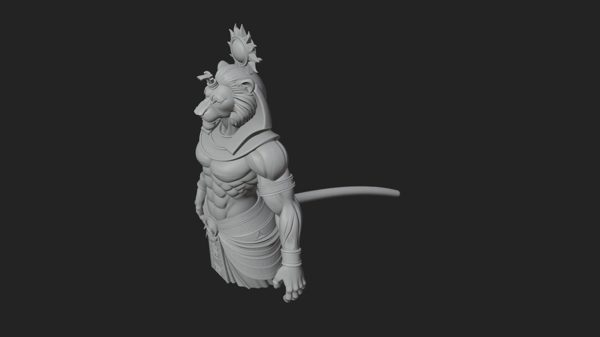 Lion Headed Egyptian God Statue Design 2 3D Print Model 3D Model