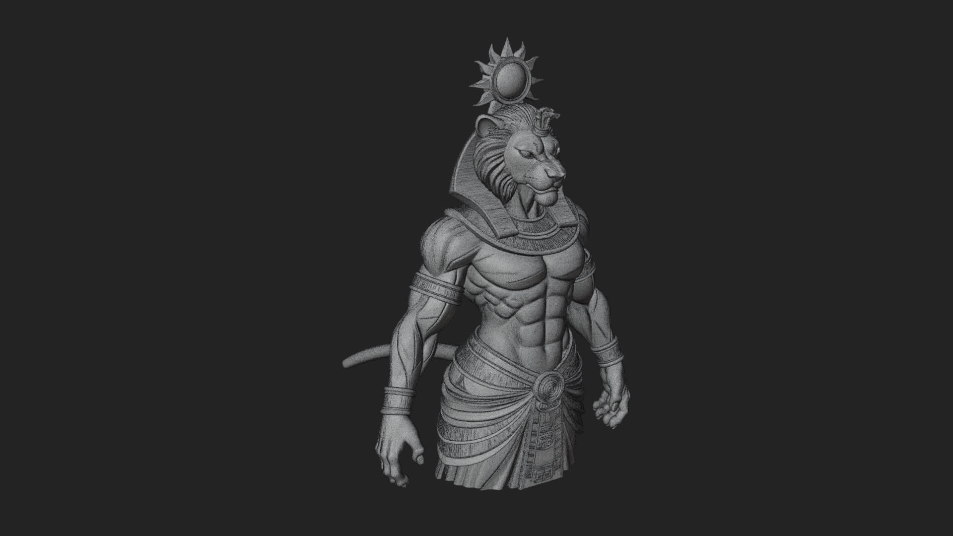 Lion Headed Egyptian God Statue Design 2 3D Print Model 3D Model