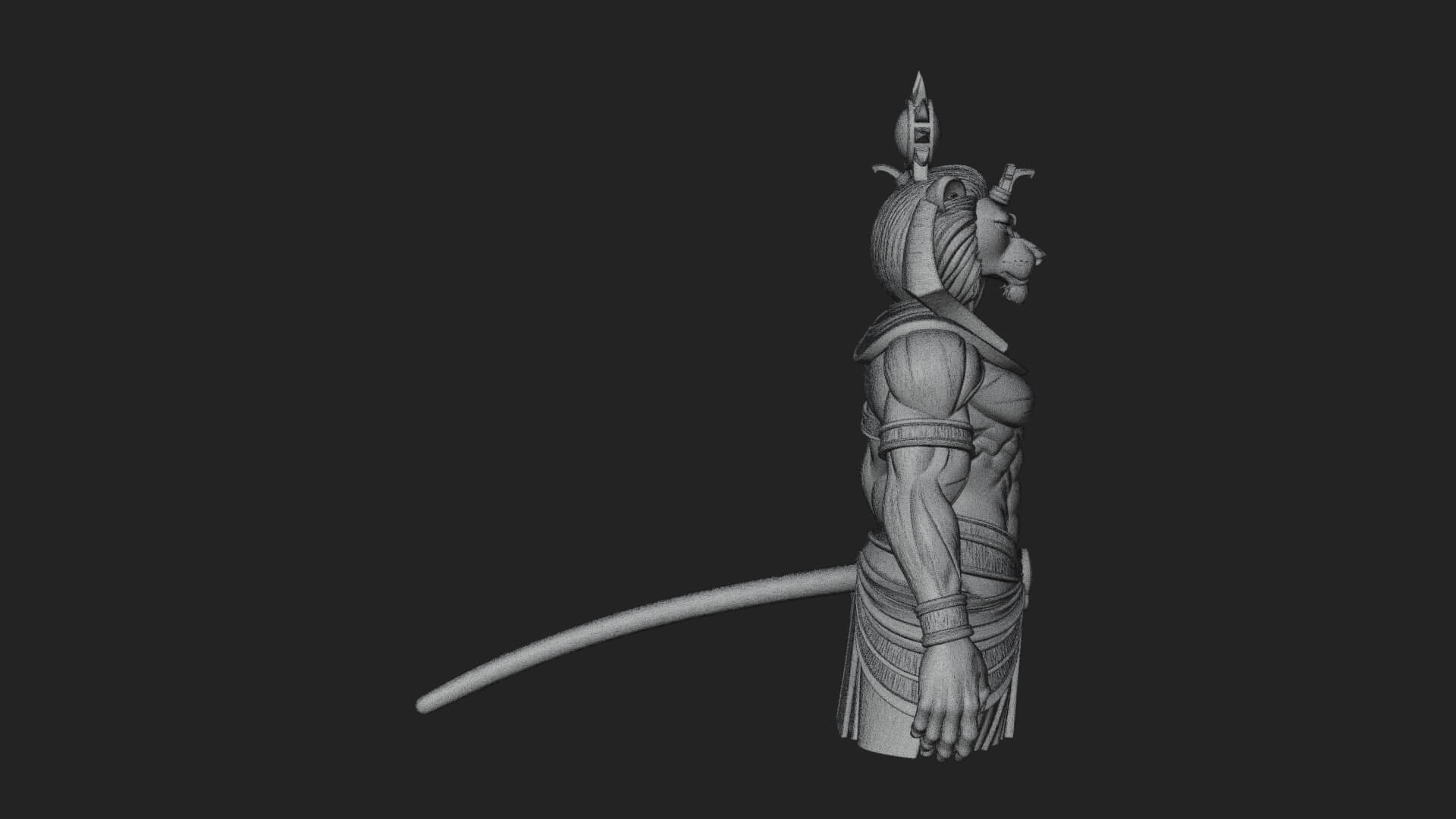 Lion Headed Egyptian God Statue Design 2 3D Print Model 3D Model