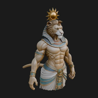 Lion Headed Egyptian God Statue Design 2 3D Print Model