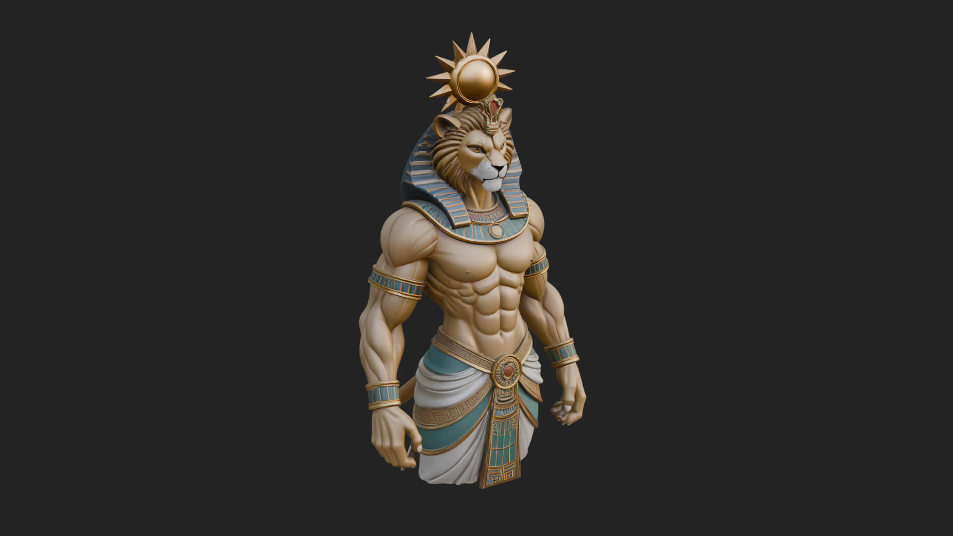 Lion Headed Egyptian God Statue Design 3 3D Print Model 3D Model