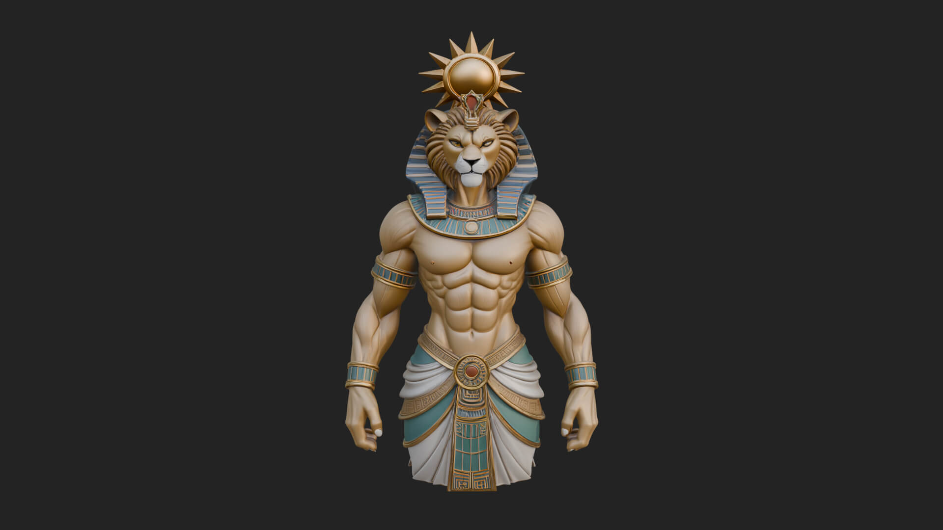 Lion Headed Egyptian God Statue Design 3 3D Print Model 3D Model