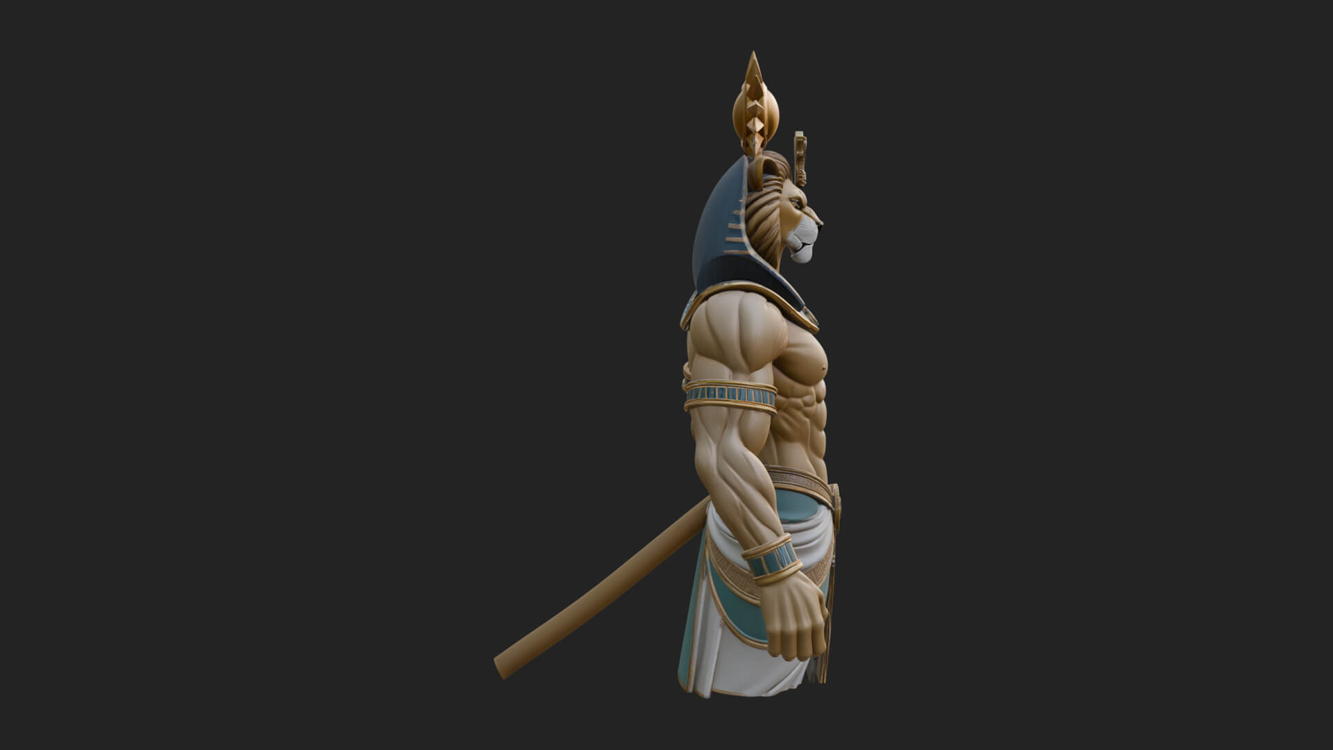 Lion Headed Egyptian God Statue Design 3 3D Print Model 3D Model