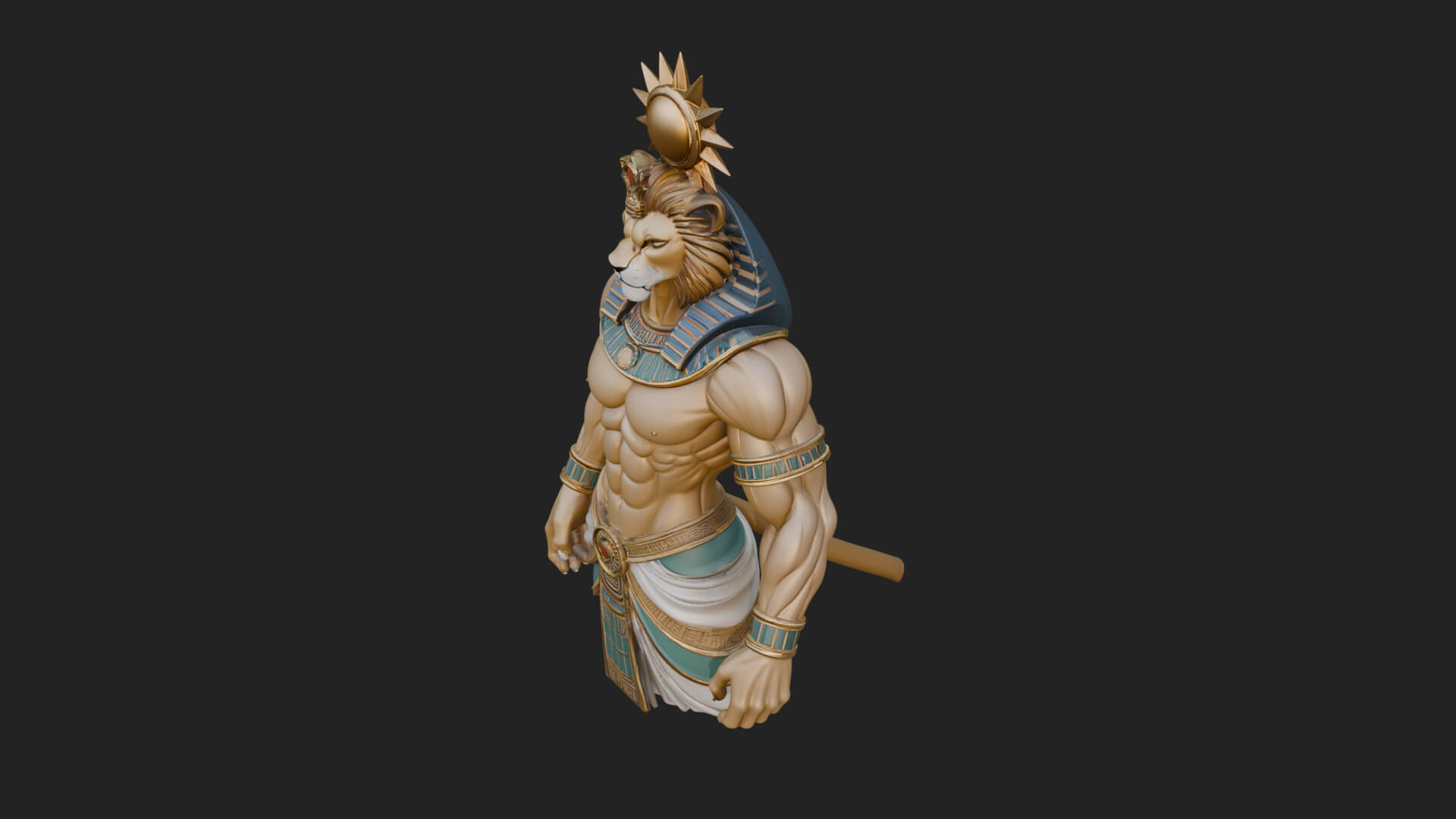Lion Headed Egyptian God Statue Design 3 3D Print Model 3D Model