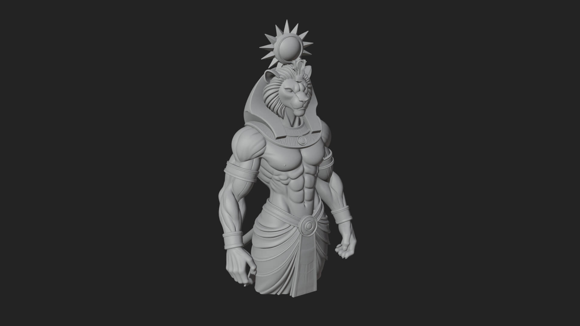 Lion Headed Egyptian God Statue Design 3 3D Print Model 3D Model