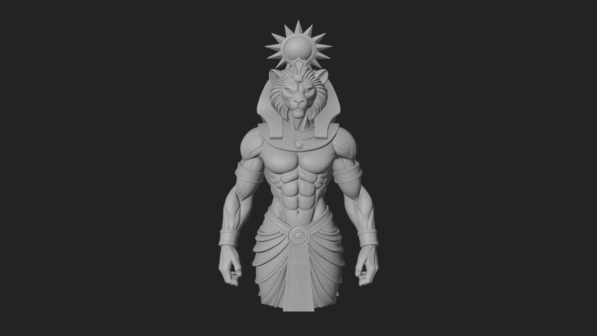 Lion Headed Egyptian God Statue Design 3 3D Print Model 3D Model